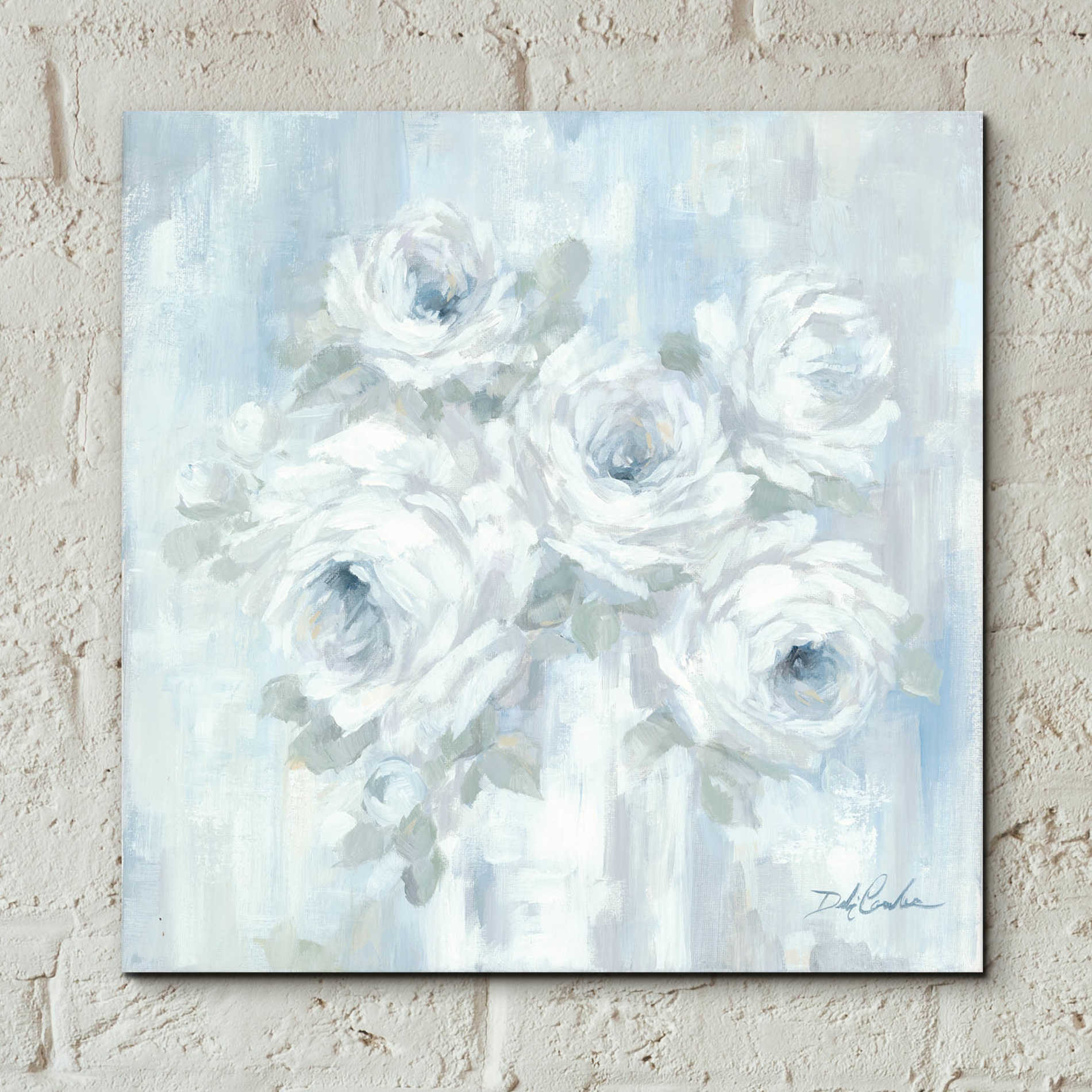 Epic Art 'White Roses' by Debi Coiules, Acrylic Glass Wall Art,12x12