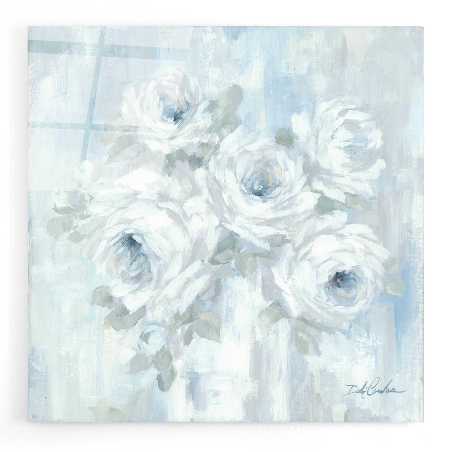 Epic Art 'White Roses' by Debi Coiules, Acrylic Glass Wall Art,12x12