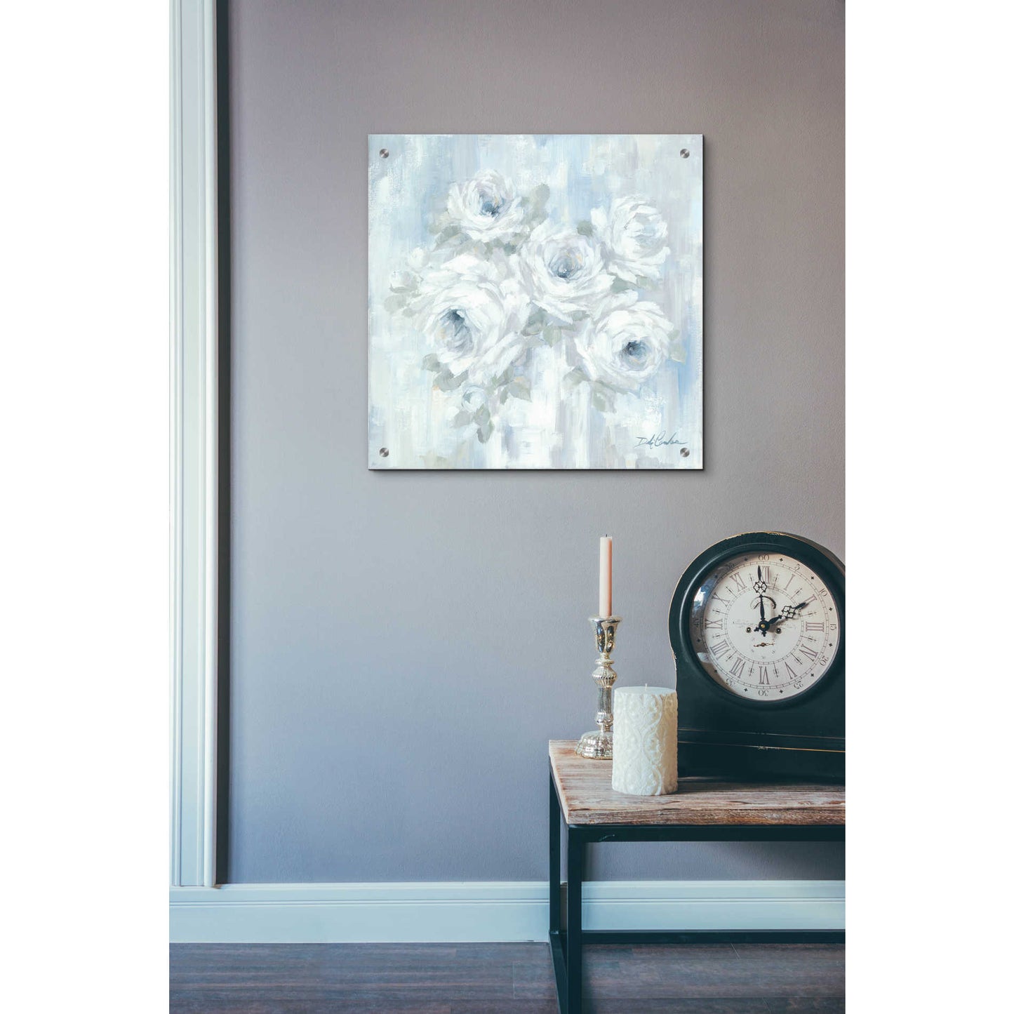 Epic Art 'White Roses' by Debi Coiules, Acrylic Glass Wall Art,24x24