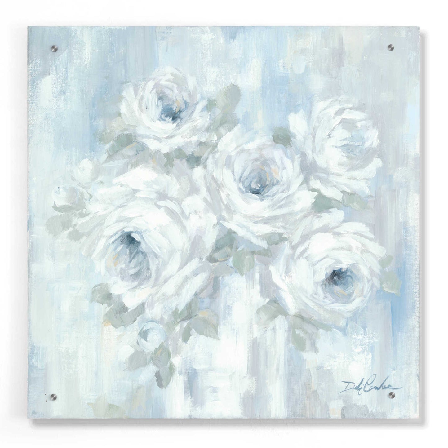 Epic Art 'White Roses' by Debi Coiules, Acrylic Glass Wall Art,24x24