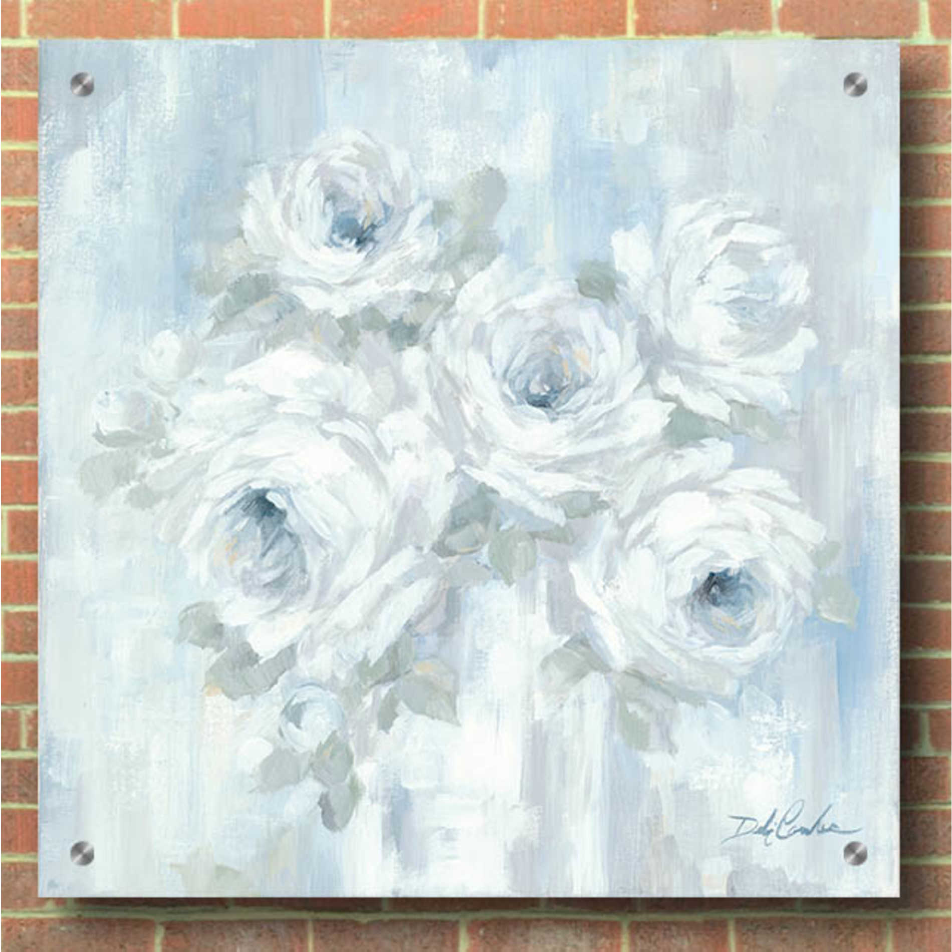 Epic Art 'White Roses' by Debi Coiules, Acrylic Glass Wall Art,36x36