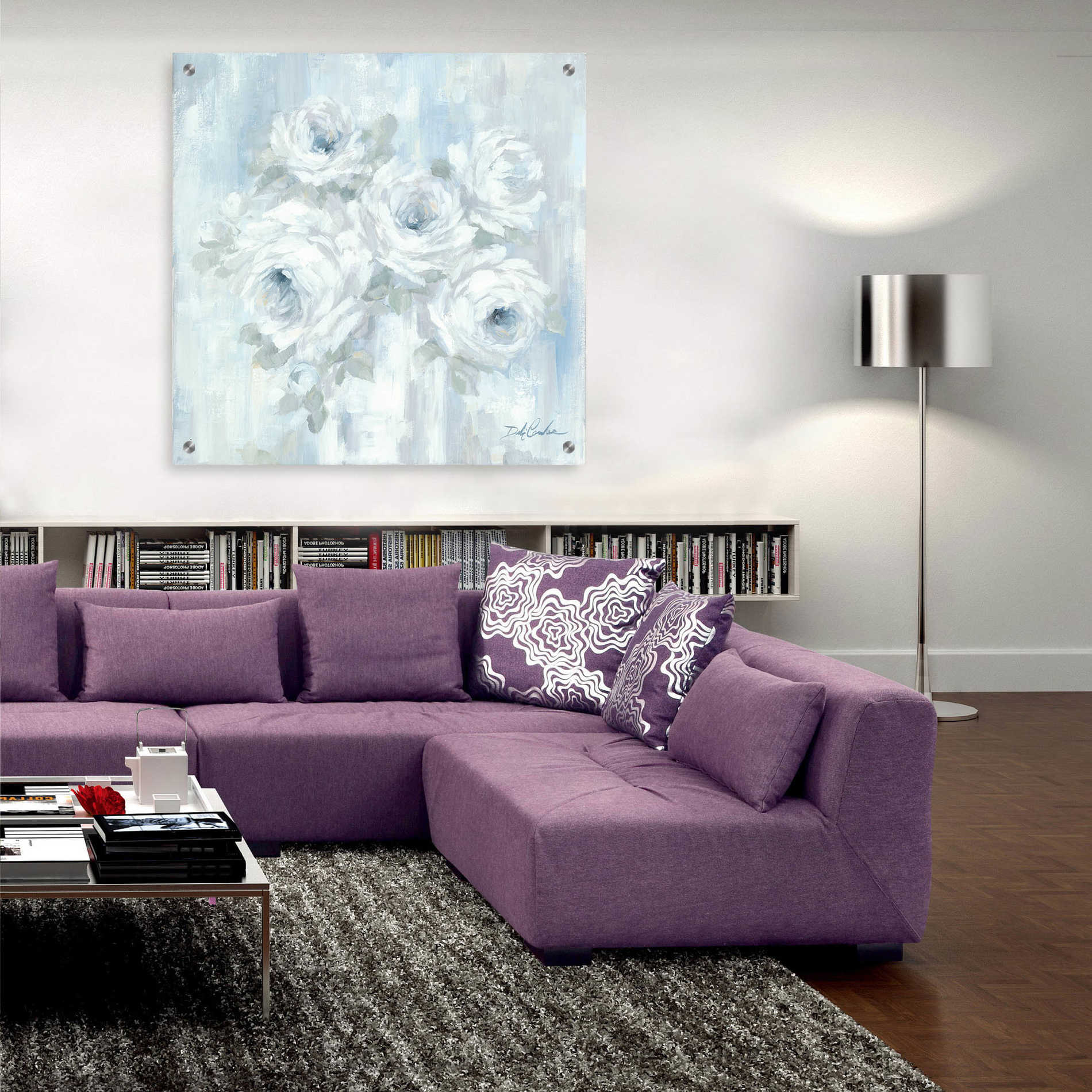 Epic Art 'White Roses' by Debi Coiules, Acrylic Glass Wall Art,36x36