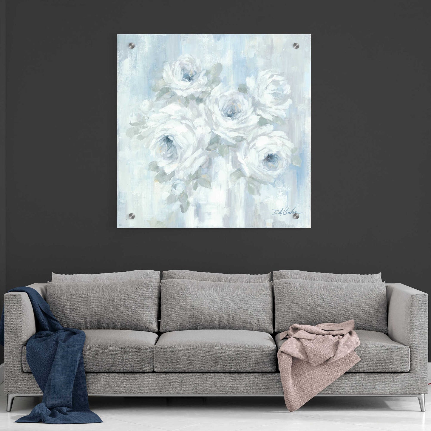 Epic Art 'White Roses' by Debi Coiules, Acrylic Glass Wall Art,36x36