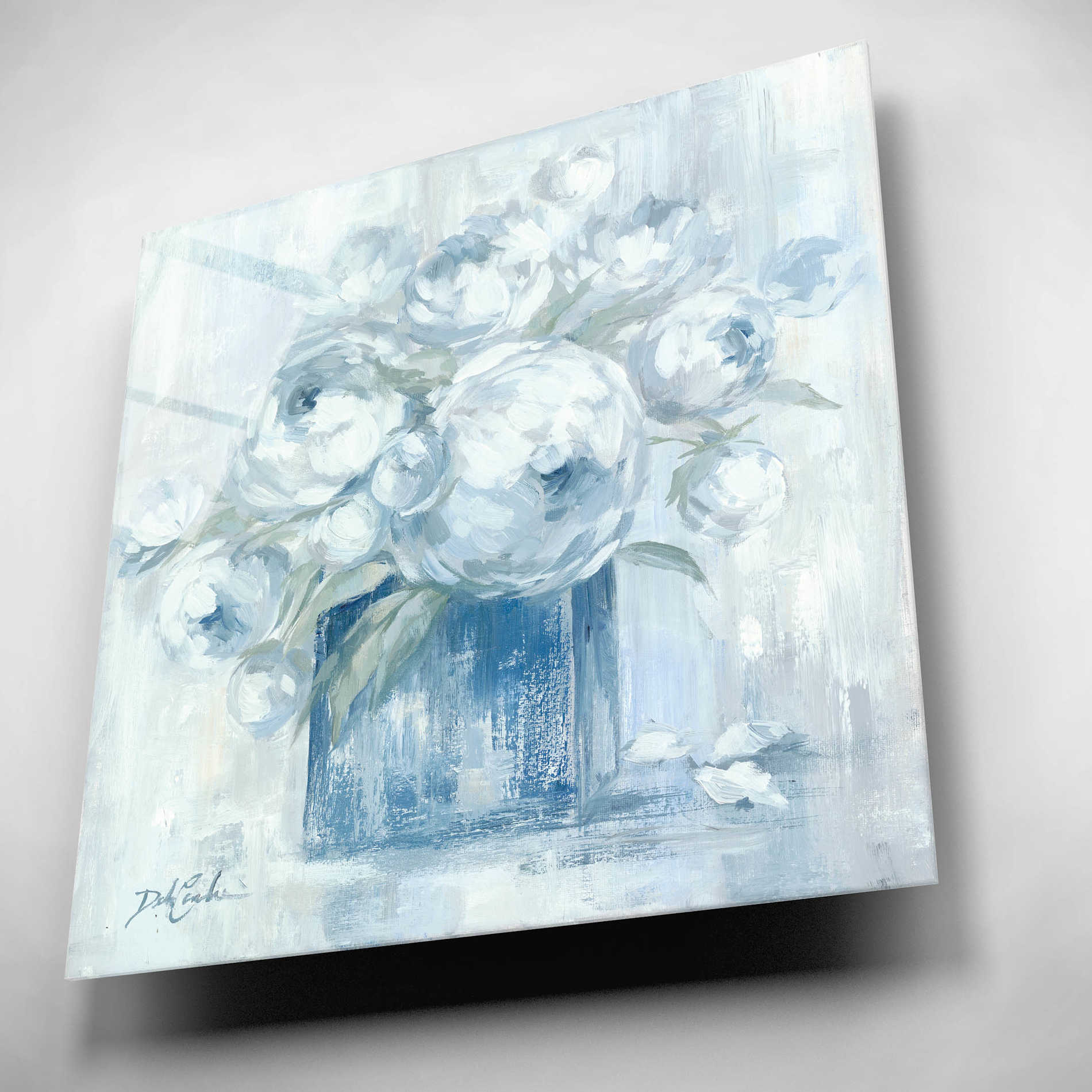 Epic Art 'White Peonies' by Debi Coiules, Acrylic Glass Wall Art,12x12