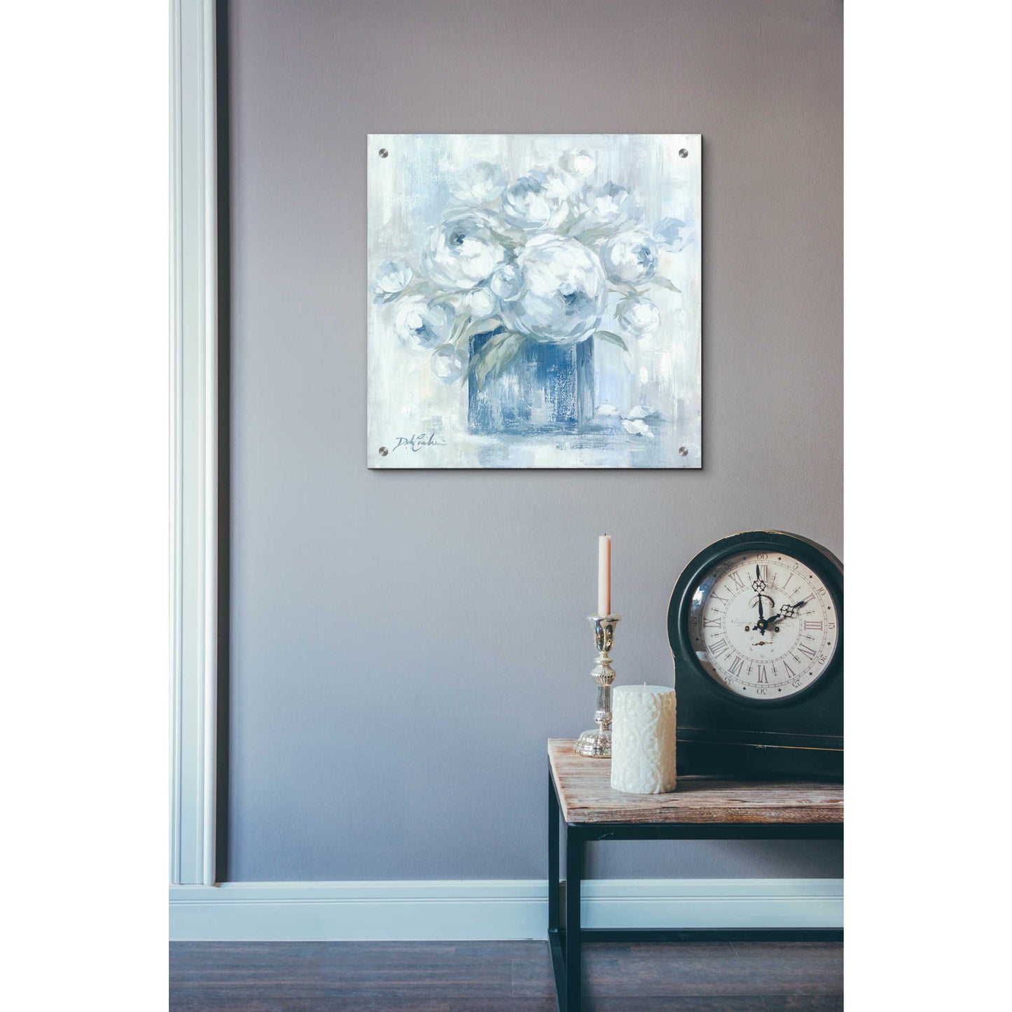 Epic Art 'White Peonies' by Debi Coiules, Acrylic Glass Wall Art,24x24