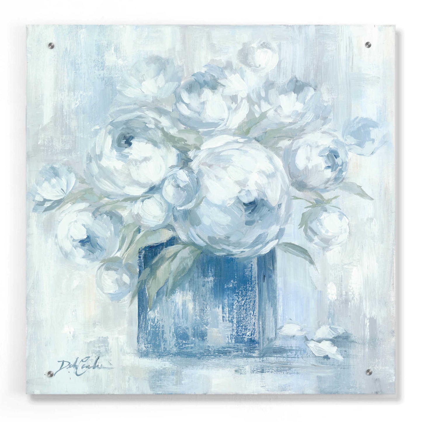 Epic Art 'White Peonies' by Debi Coiules, Acrylic Glass Wall Art,24x24