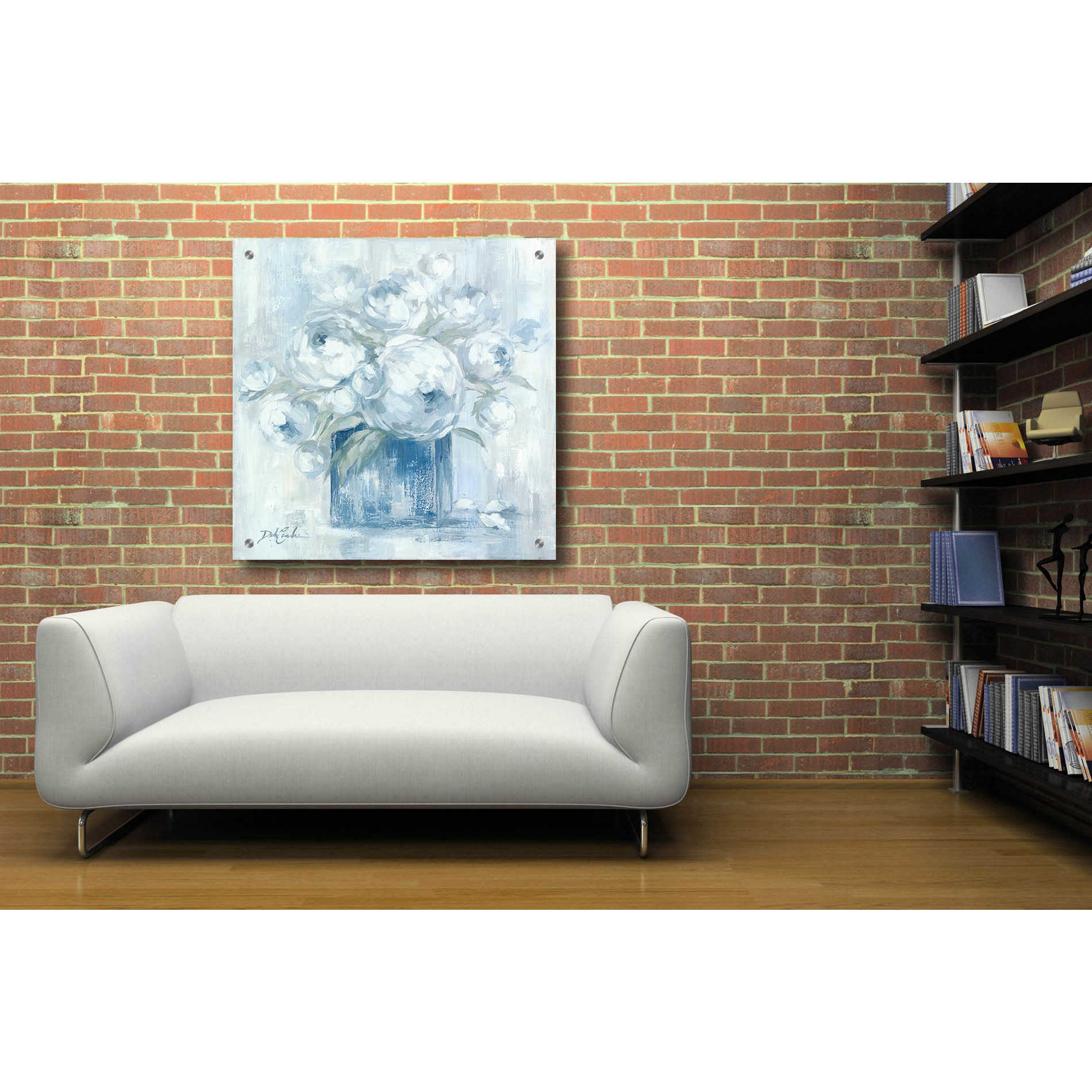 Epic Art 'White Peonies' by Debi Coiules, Acrylic Glass Wall Art,36x36