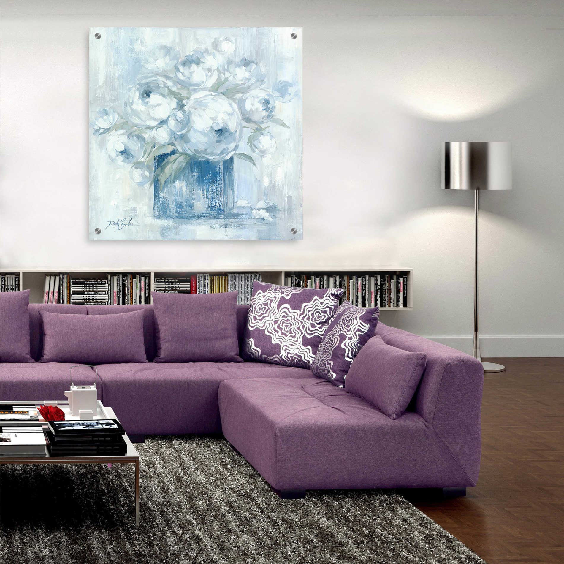 Epic Art 'White Peonies' by Debi Coiules, Acrylic Glass Wall Art,36x36