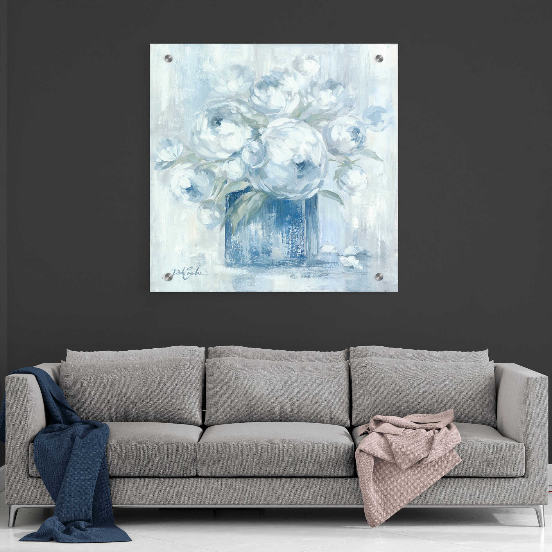 Epic Art 'White Peonies' by Debi Coiules, Acrylic Glass Wall Art,36x36