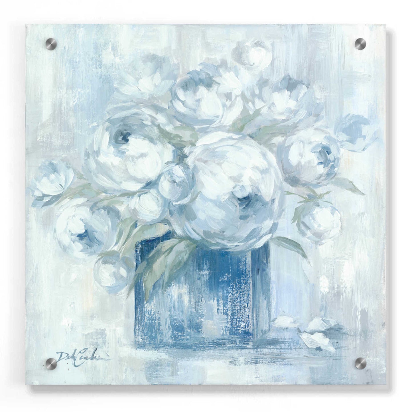 Epic Art 'White Peonies' by Debi Coiules, Acrylic Glass Wall Art,36x36