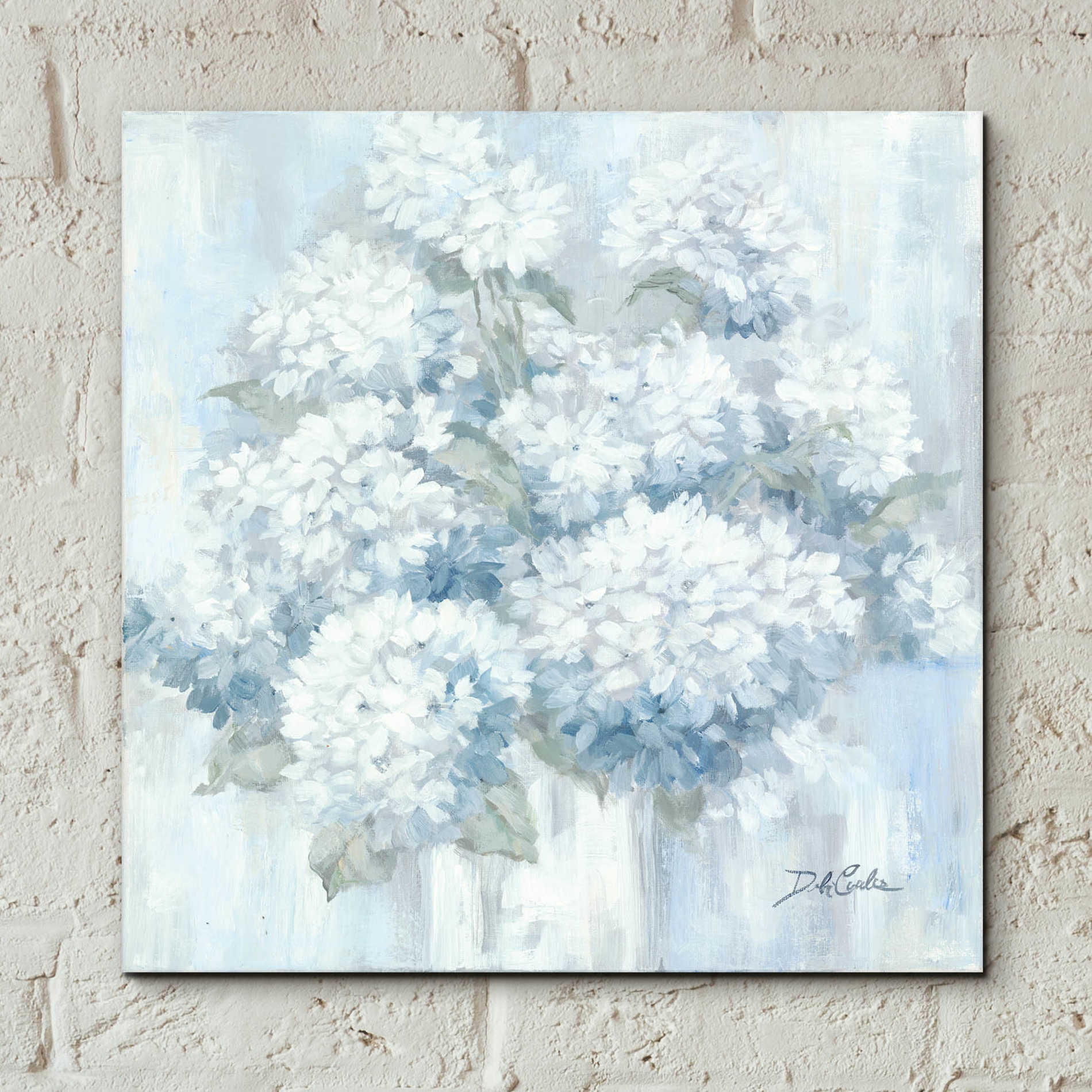 Epic Art 'White Hydrangeas' by Debi Coiules, Acrylic Glass Wall Art,12x12