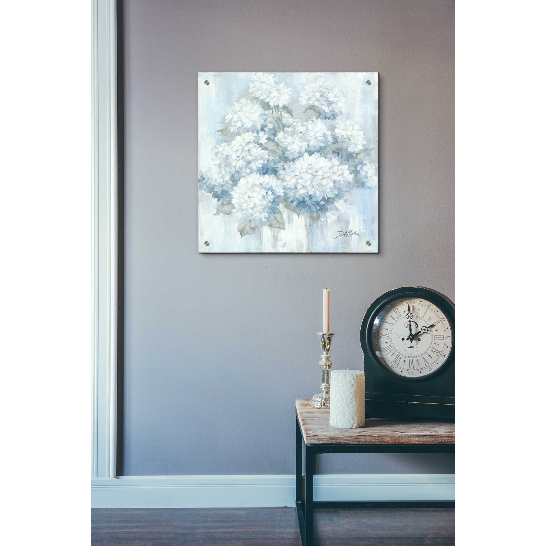 Epic Art 'White Hydrangeas' by Debi Coiules, Acrylic Glass Wall Art,24x24