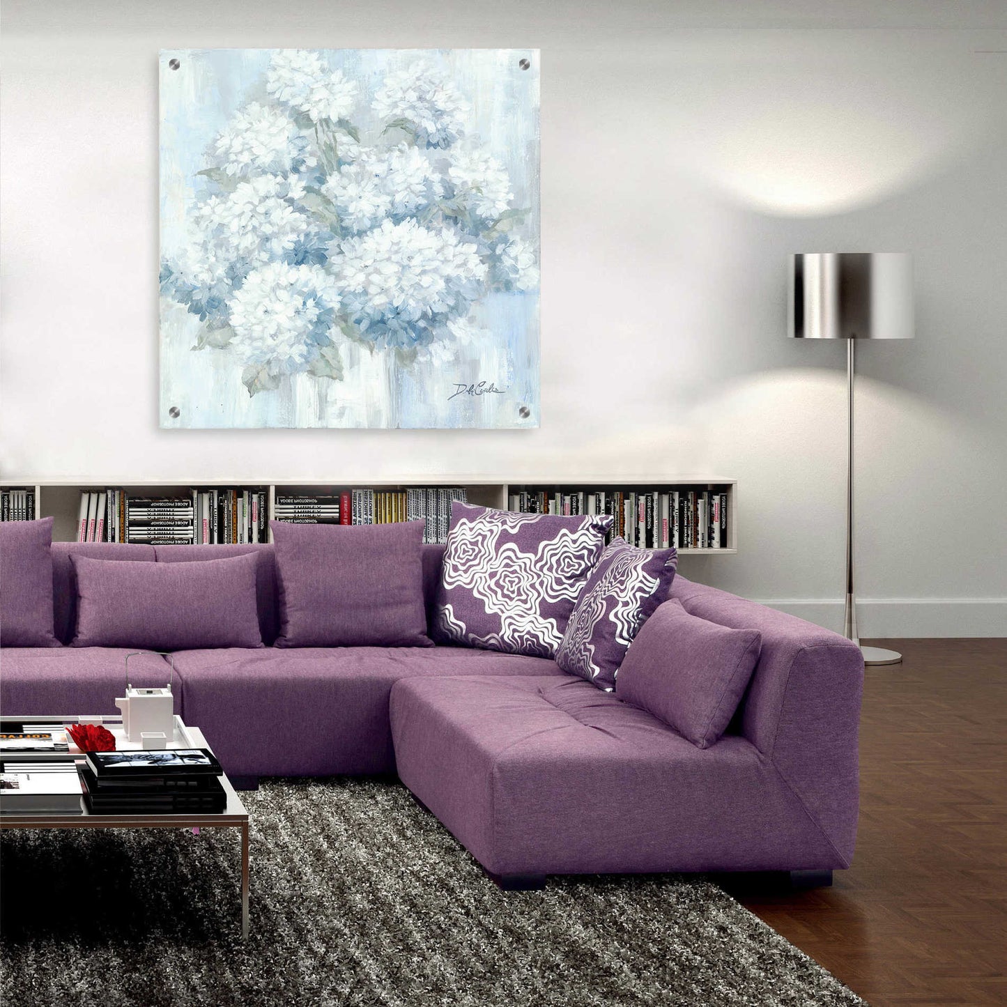 Epic Art 'White Hydrangeas' by Debi Coiules, Acrylic Glass Wall Art,36x36