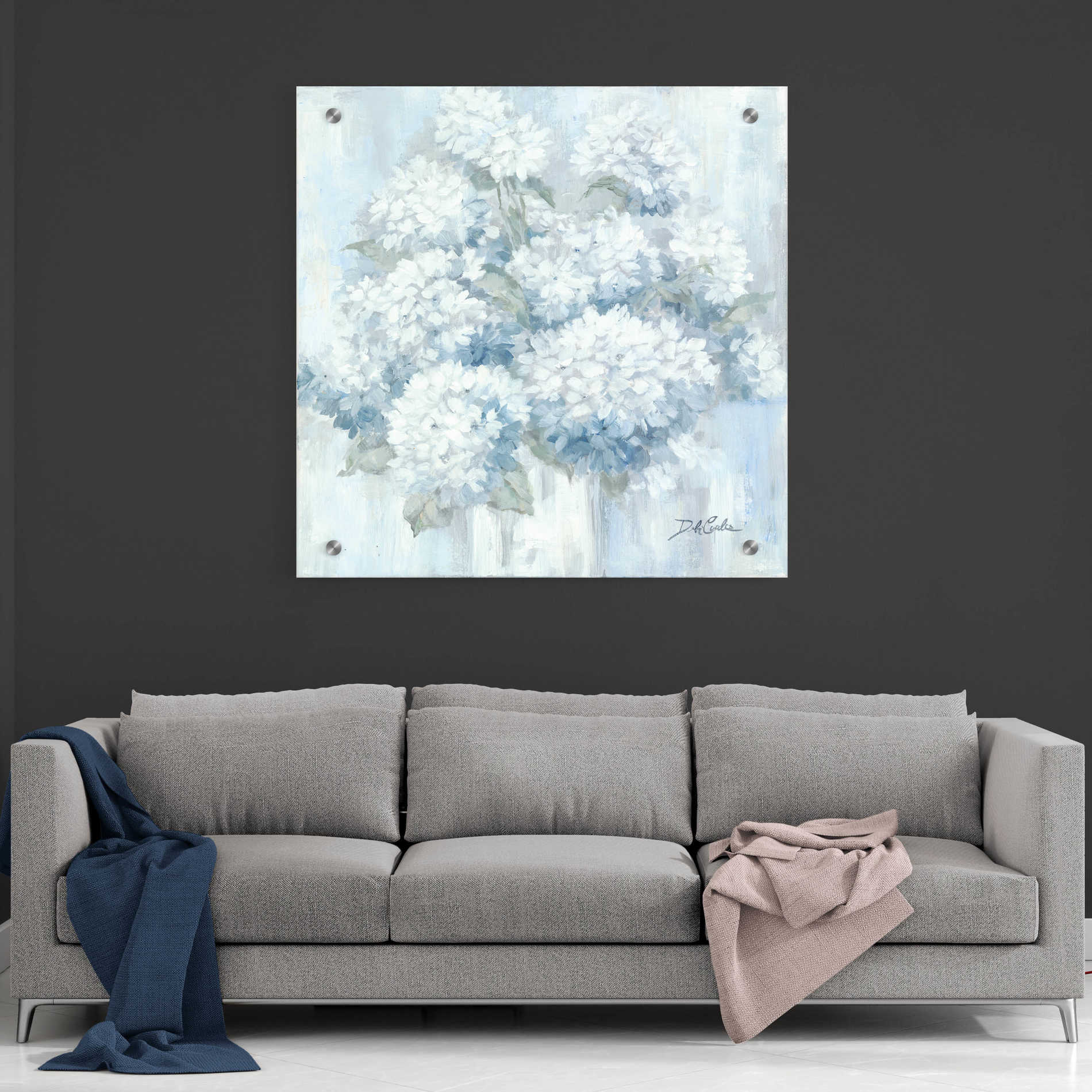 Epic Art 'White Hydrangeas' by Debi Coiules, Acrylic Glass Wall Art,36x36