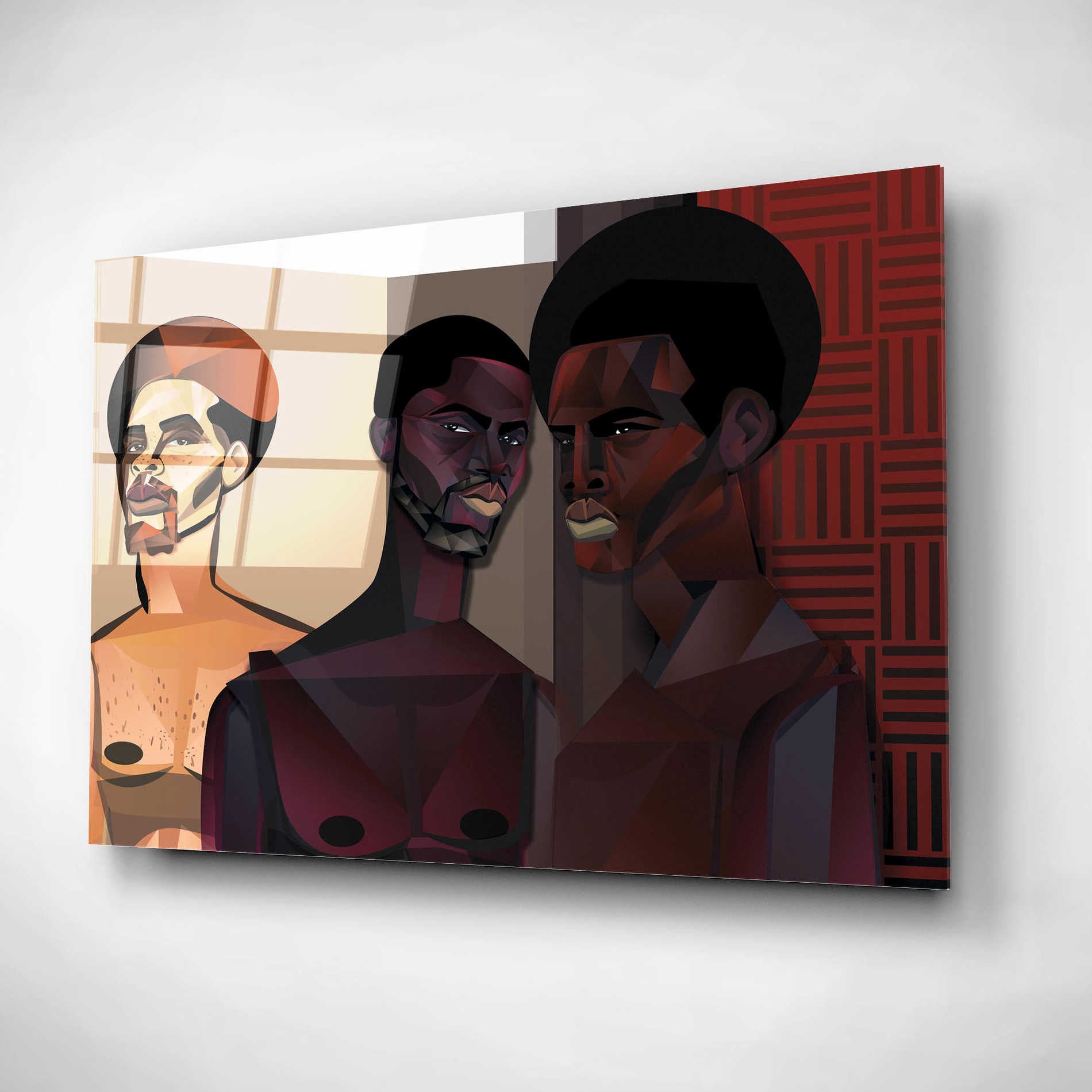 Epic Art 'Three Men' by Jaleel Campbell, Acrylic Glass Wall Art,24x16