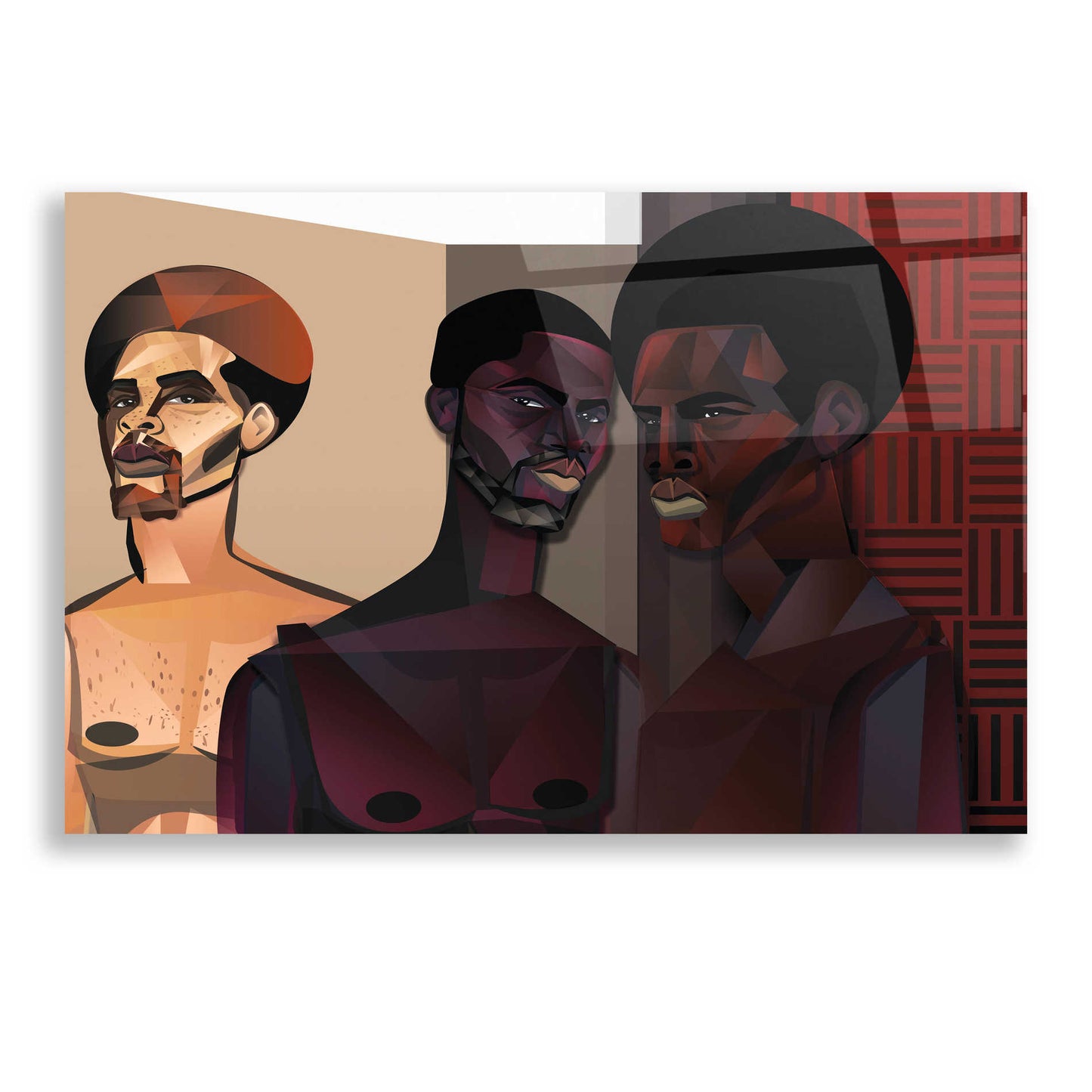 Epic Art 'Three Men' by Jaleel Campbell, Acrylic Glass Wall Art,24x16