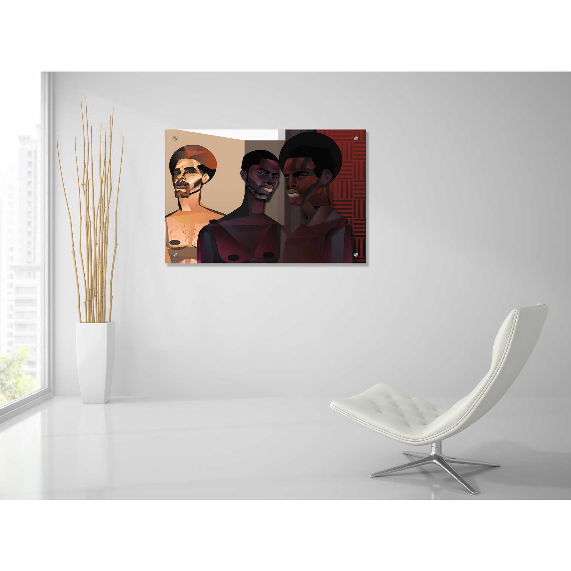 Epic Art 'Three Men' by Jaleel Campbell, Acrylic Glass Wall Art,36x24