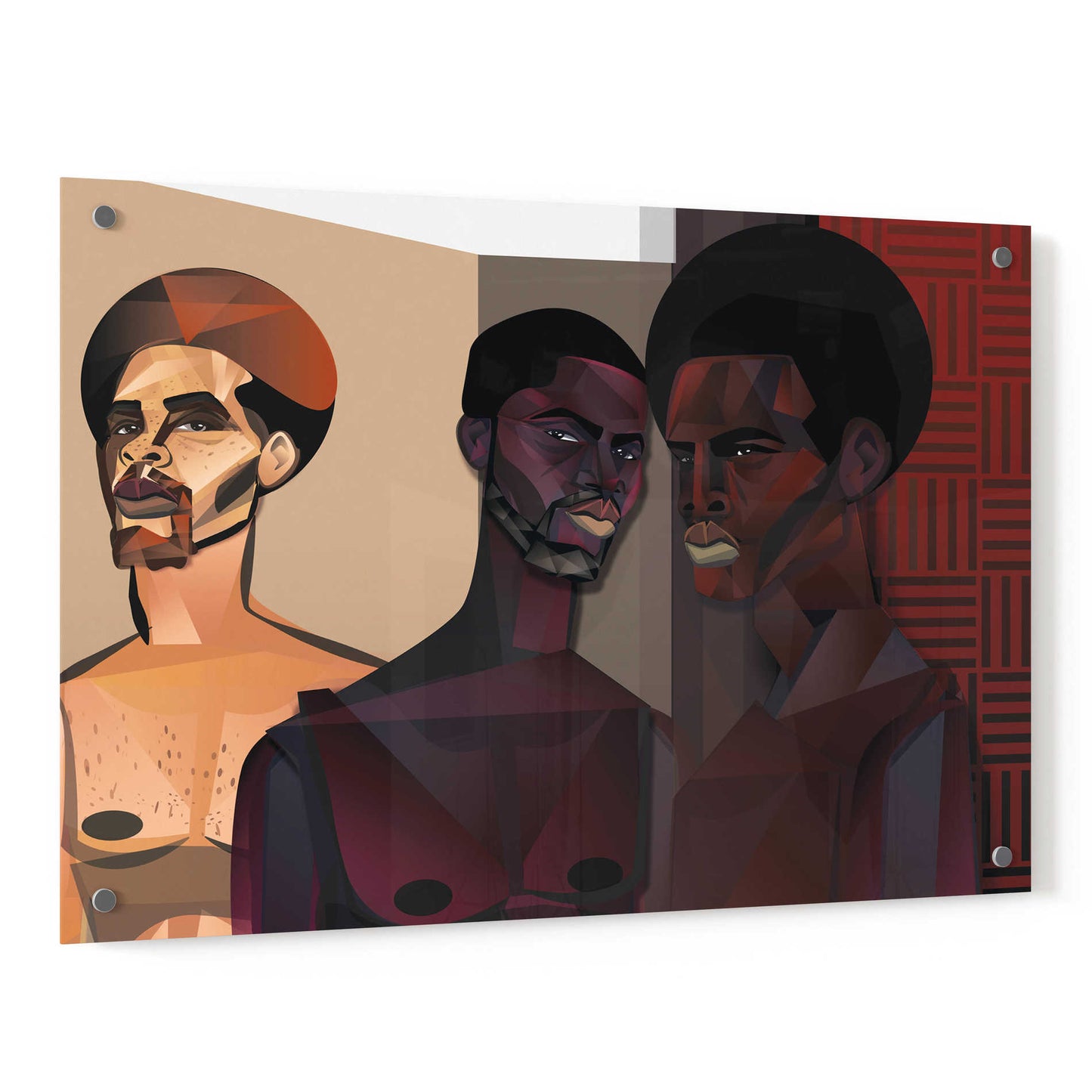 Epic Art 'Three Men' by Jaleel Campbell, Acrylic Glass Wall Art,36x24