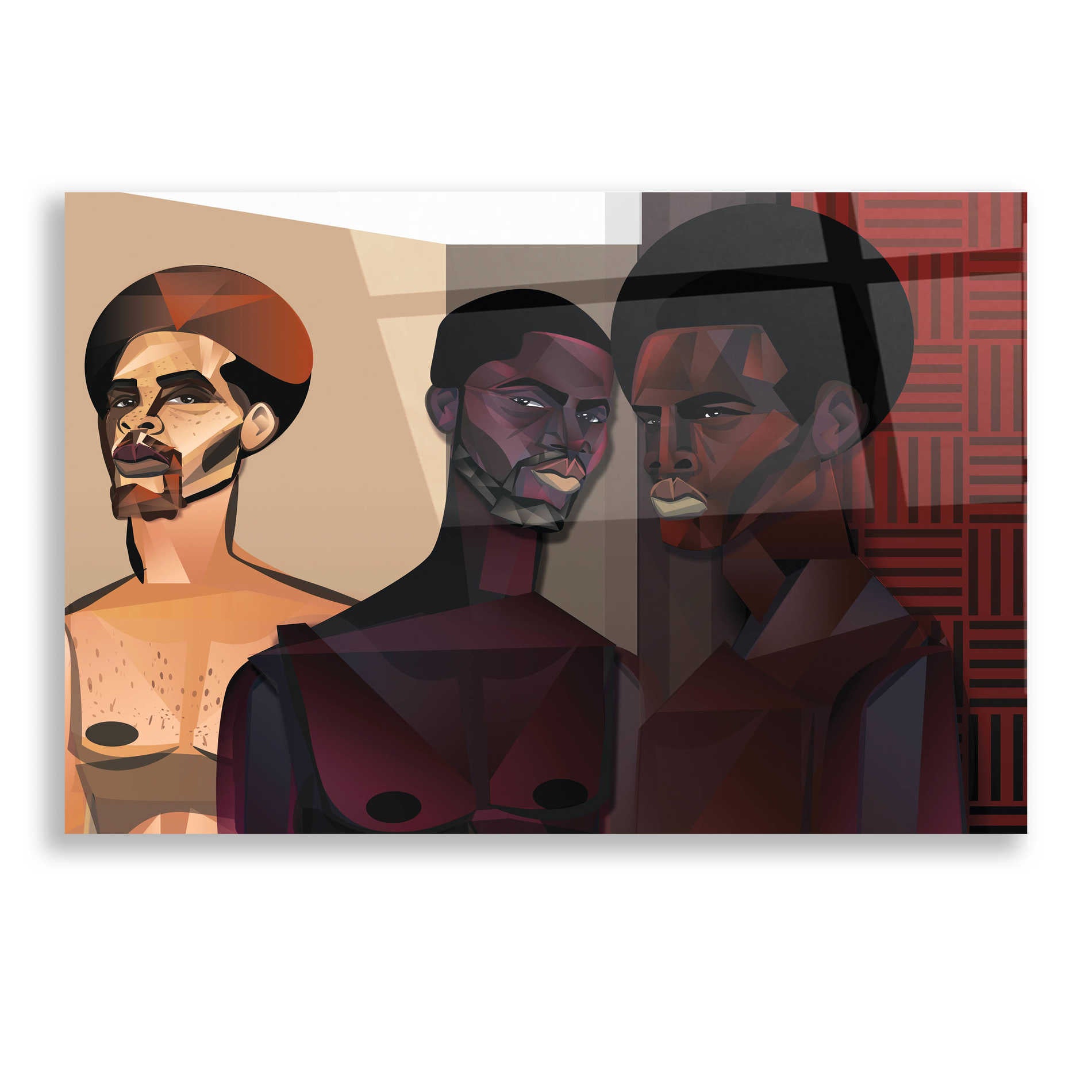 Epic Art 'Three Men' by Jaleel Campbell, Acrylic Glass Wall Art