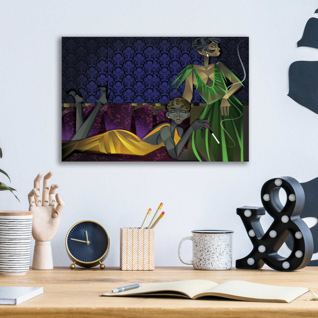 Epic Art 'Two Women' by Jaleel Campbell, Acrylic Glass Wall Art,16x12