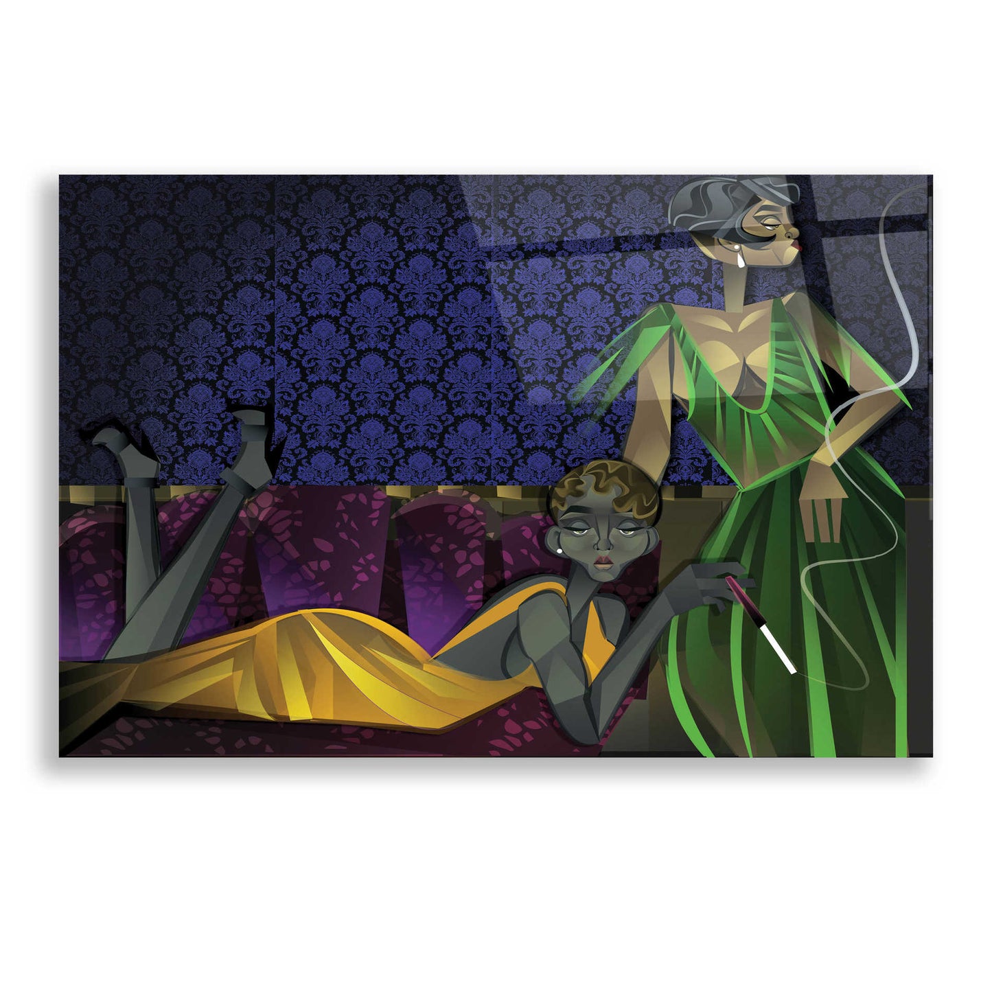 Epic Art 'Two Women' by Jaleel Campbell, Acrylic Glass Wall Art,24x16