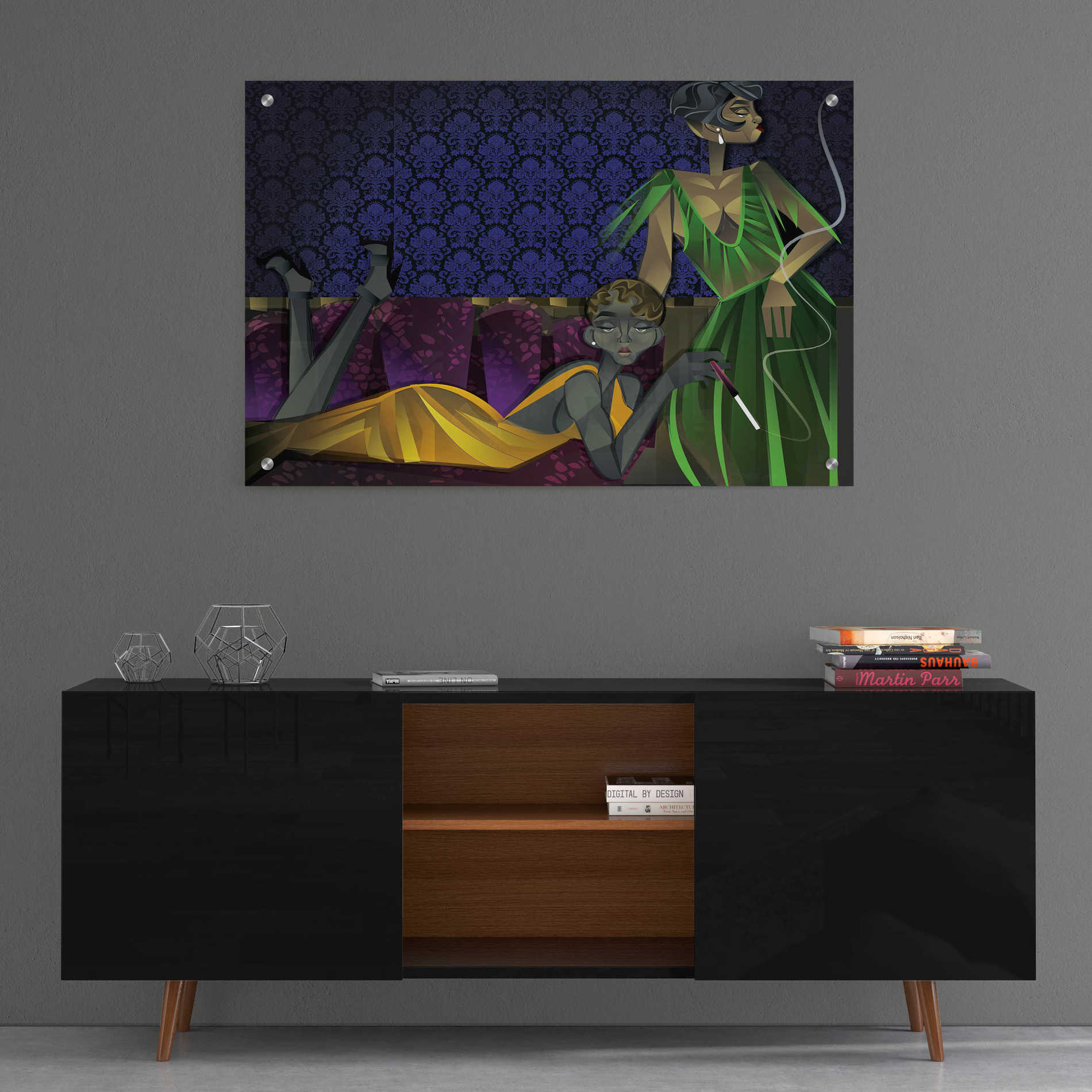 Epic Art 'Two Women' by Jaleel Campbell, Acrylic Glass Wall Art,36x24