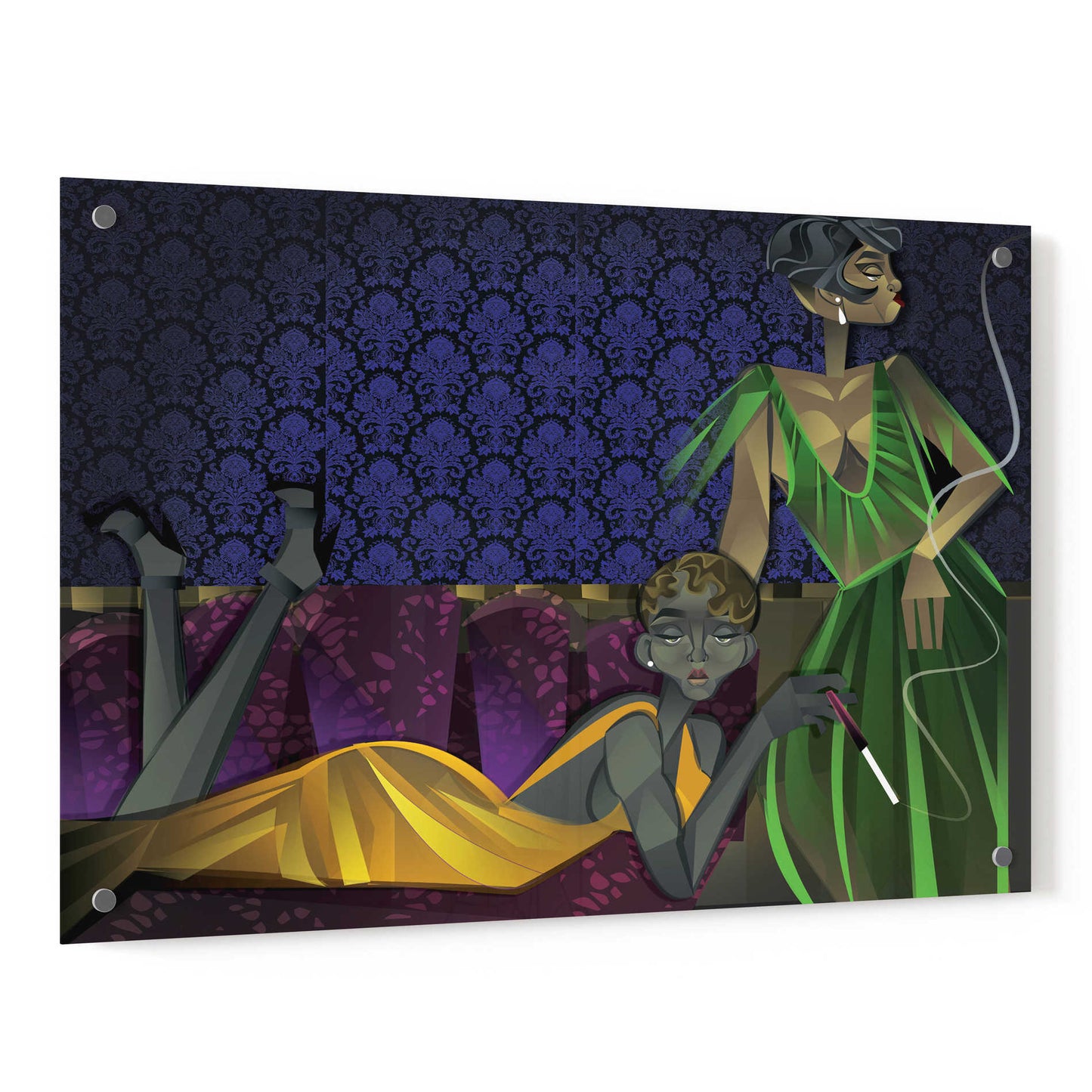 Epic Art 'Two Women' by Jaleel Campbell, Acrylic Glass Wall Art,36x24