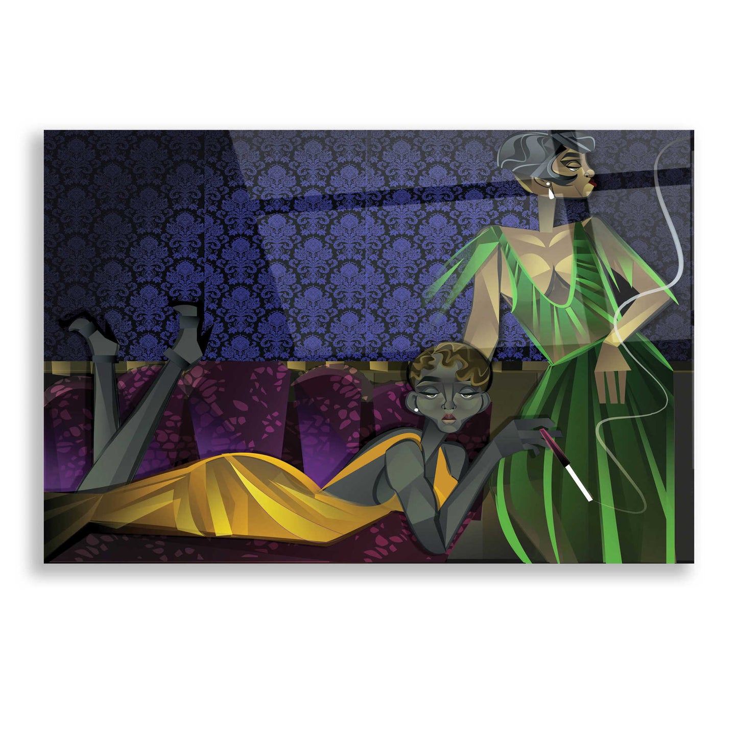 Epic Art 'Two Women' by Jaleel Campbell, Acrylic Glass Wall Art