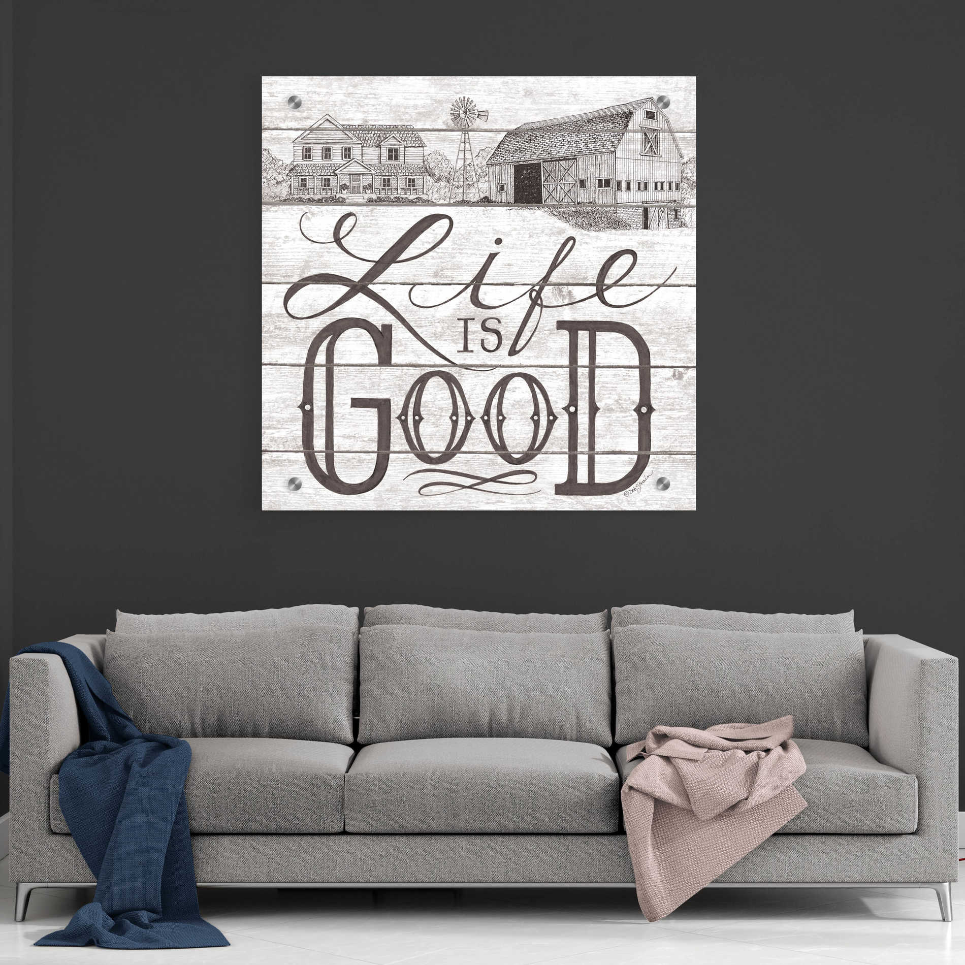 Epic Art 'Life is Good' by Deb Strain, Acrylic Glass Wall Art,36x36