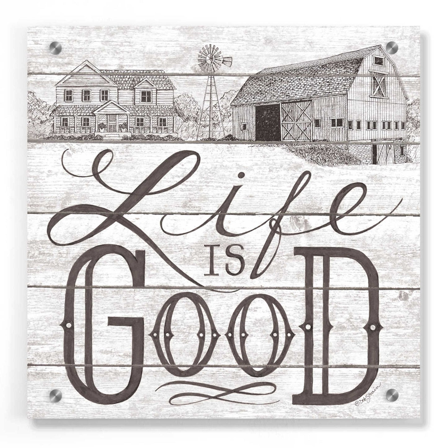 Epic Art 'Life is Good' by Deb Strain, Acrylic Glass Wall Art,36x36