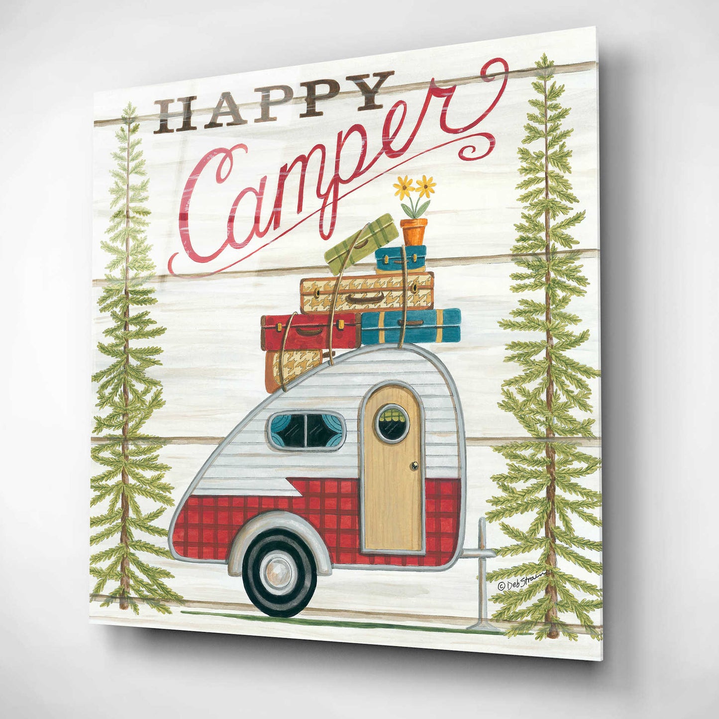 Epic Art 'Happy Camper' by Deb Strain, Acrylic Glass Wall Art,12x12