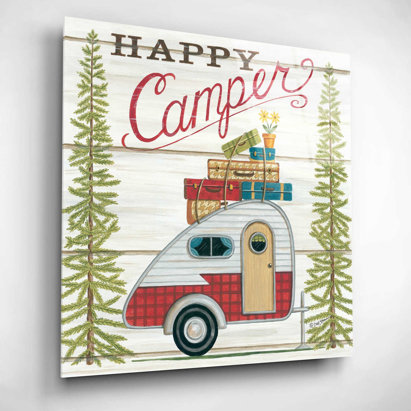 Epic Art 'Happy Camper' by Deb Strain, Acrylic Glass Wall Art,12x12