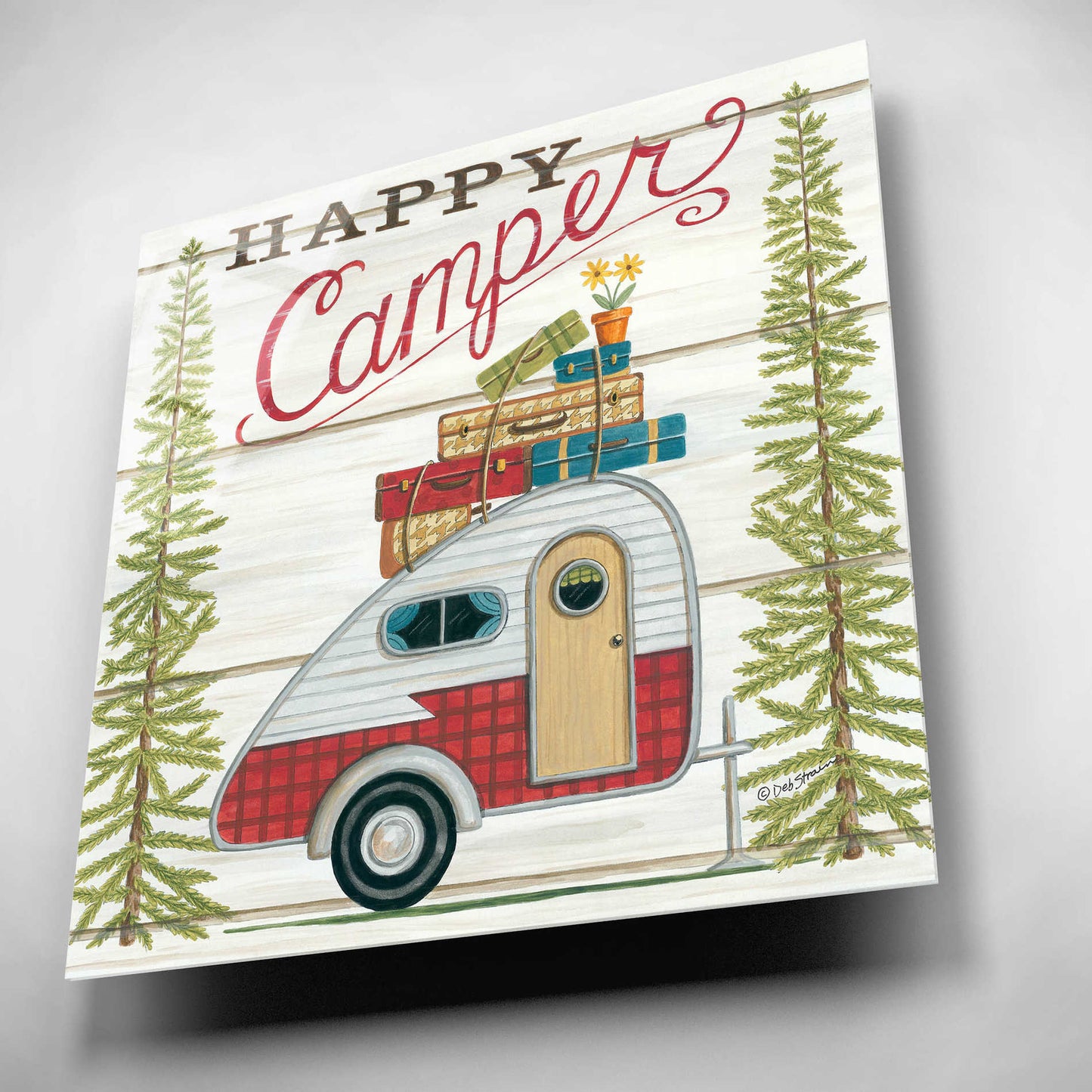 Epic Art 'Happy Camper' by Deb Strain, Acrylic Glass Wall Art,12x12