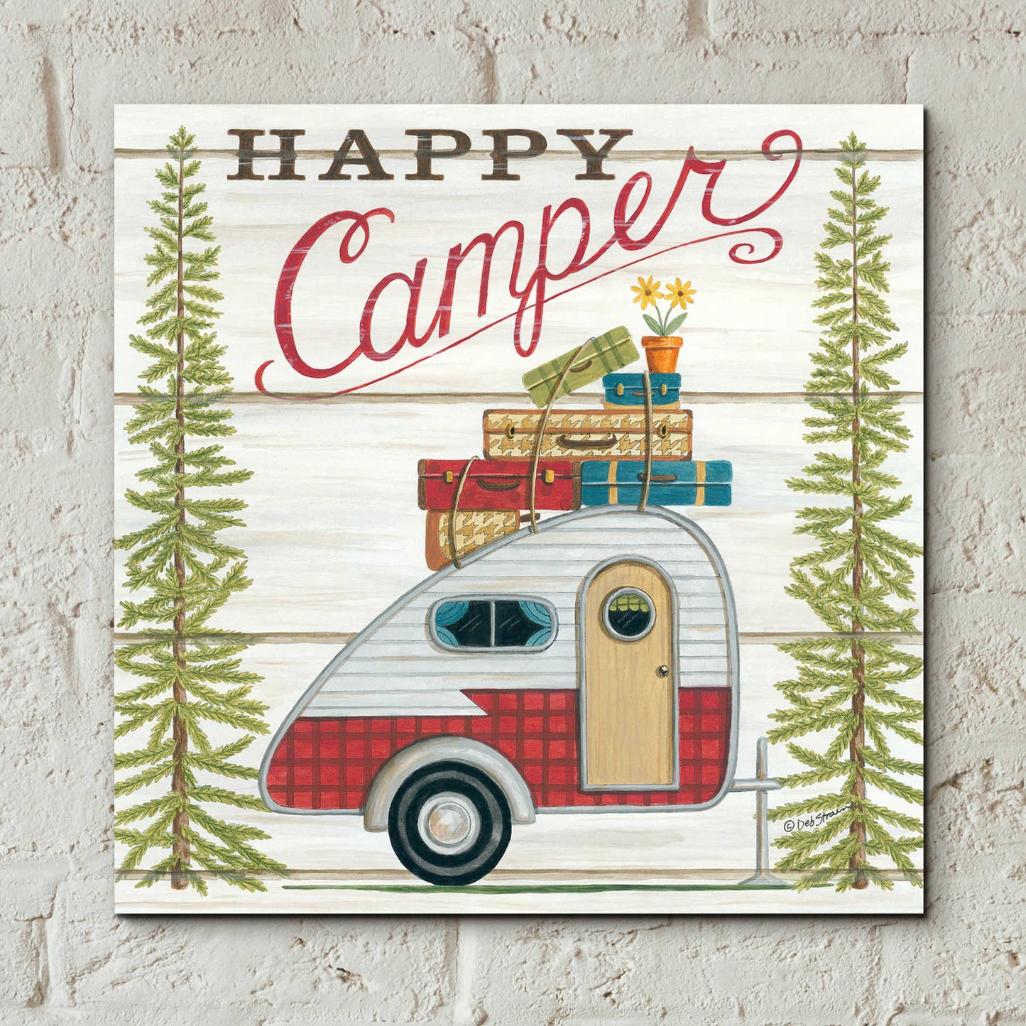 Epic Art 'Happy Camper' by Deb Strain, Acrylic Glass Wall Art,12x12