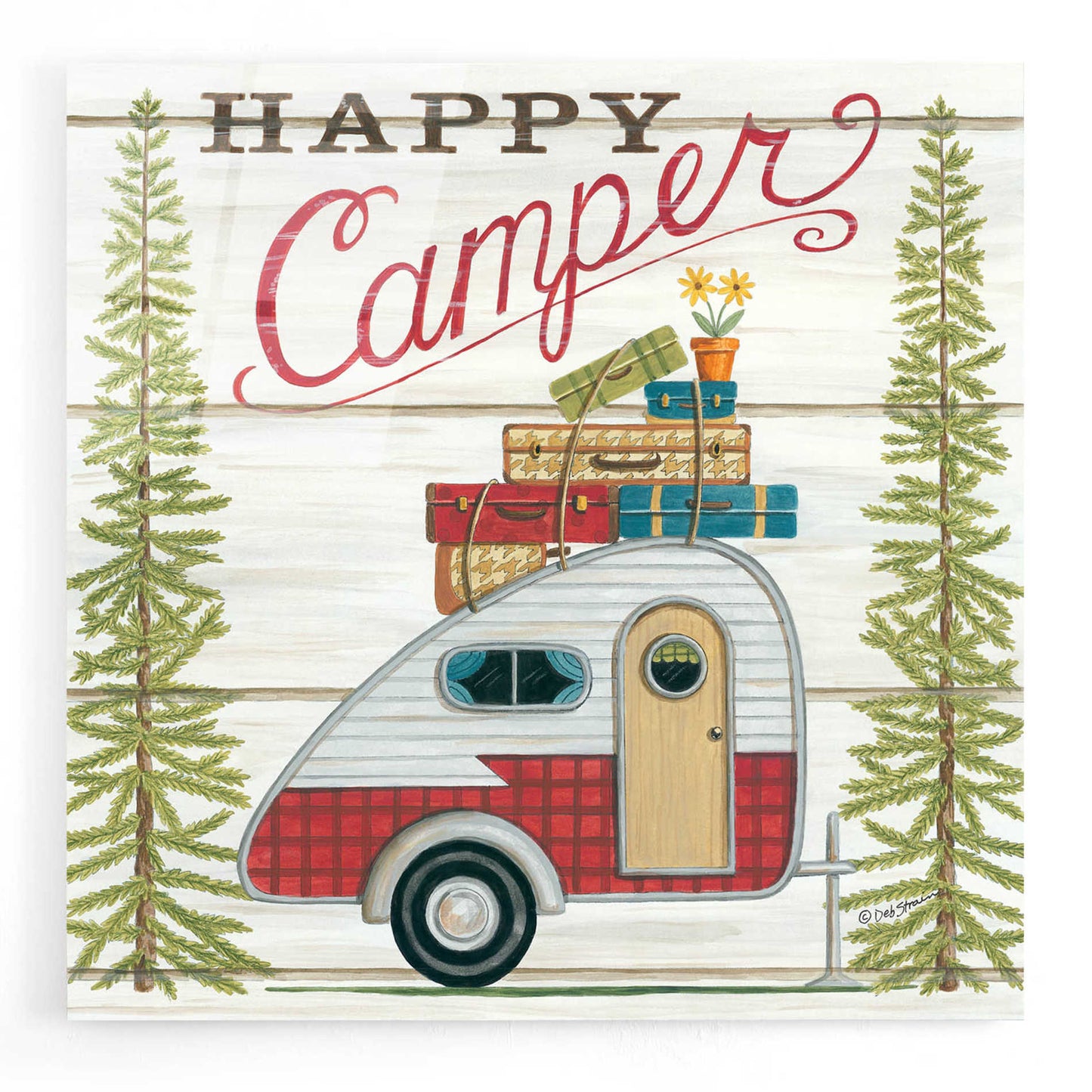 Epic Art 'Happy Camper' by Deb Strain, Acrylic Glass Wall Art,12x12