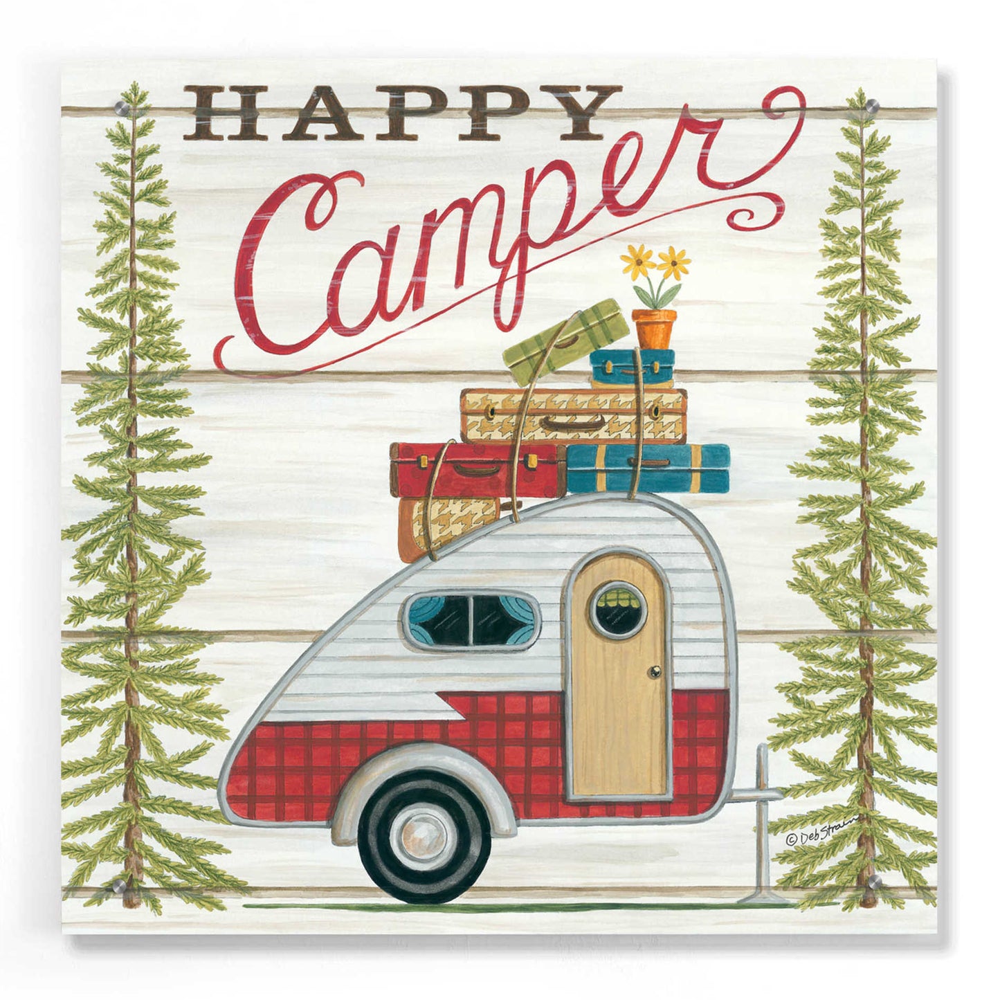 Epic Art 'Happy Camper' by Deb Strain, Acrylic Glass Wall Art,24x24