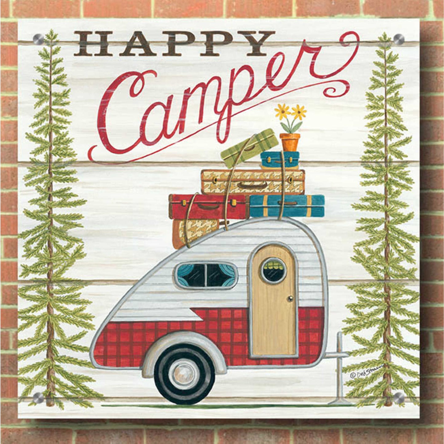 Epic Art 'Happy Camper' by Deb Strain, Acrylic Glass Wall Art,36x36