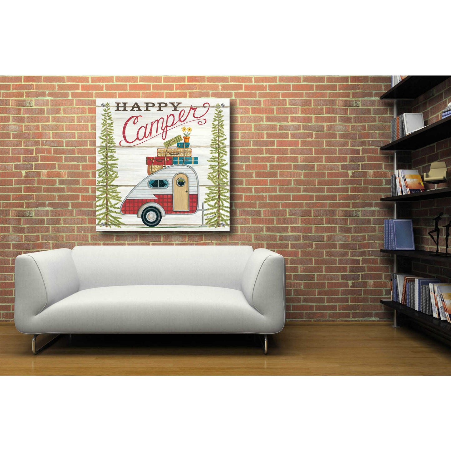 Epic Art 'Happy Camper' by Deb Strain, Acrylic Glass Wall Art,36x36