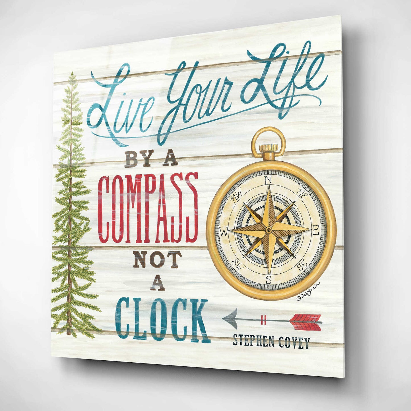 Epic Art 'Compass Not a Clock' by Deb Strain, Acrylic Glass Wall Art,12x12