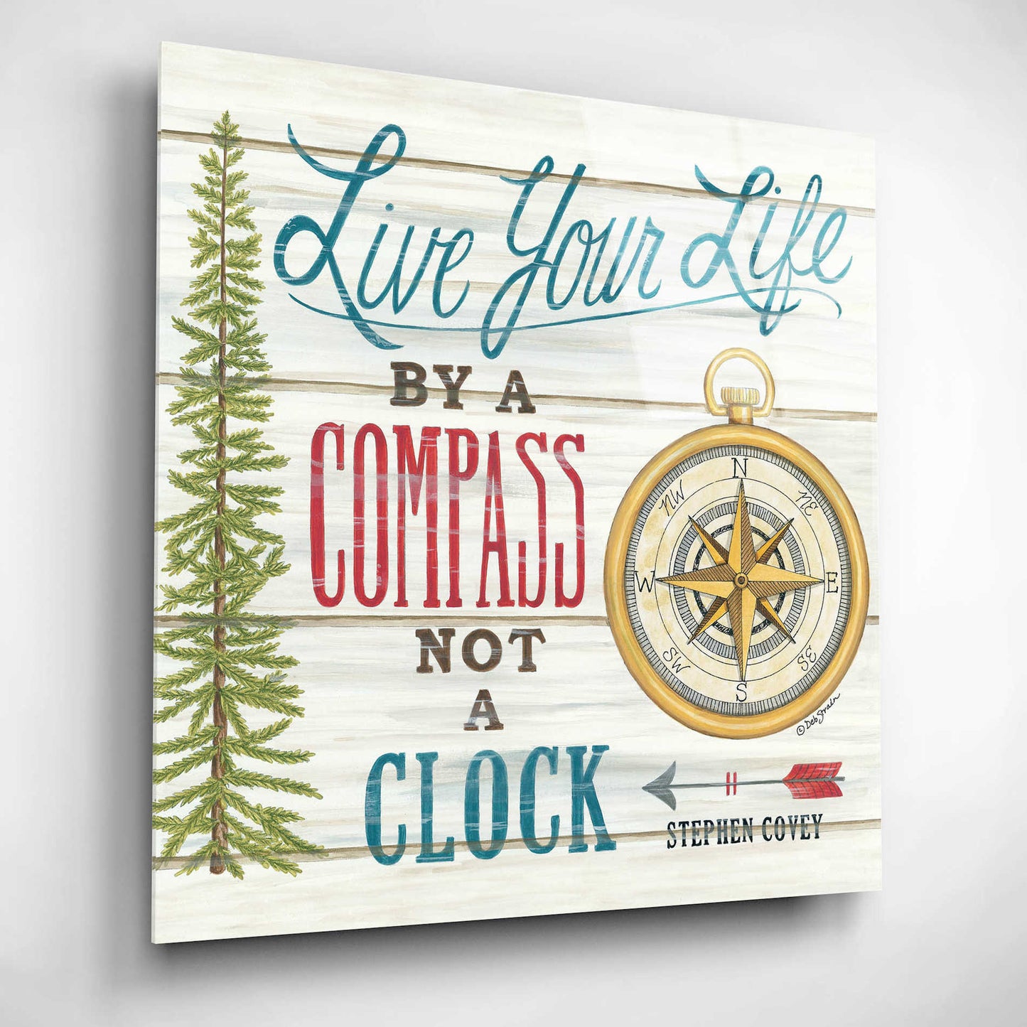 Epic Art 'Compass Not a Clock' by Deb Strain, Acrylic Glass Wall Art,12x12