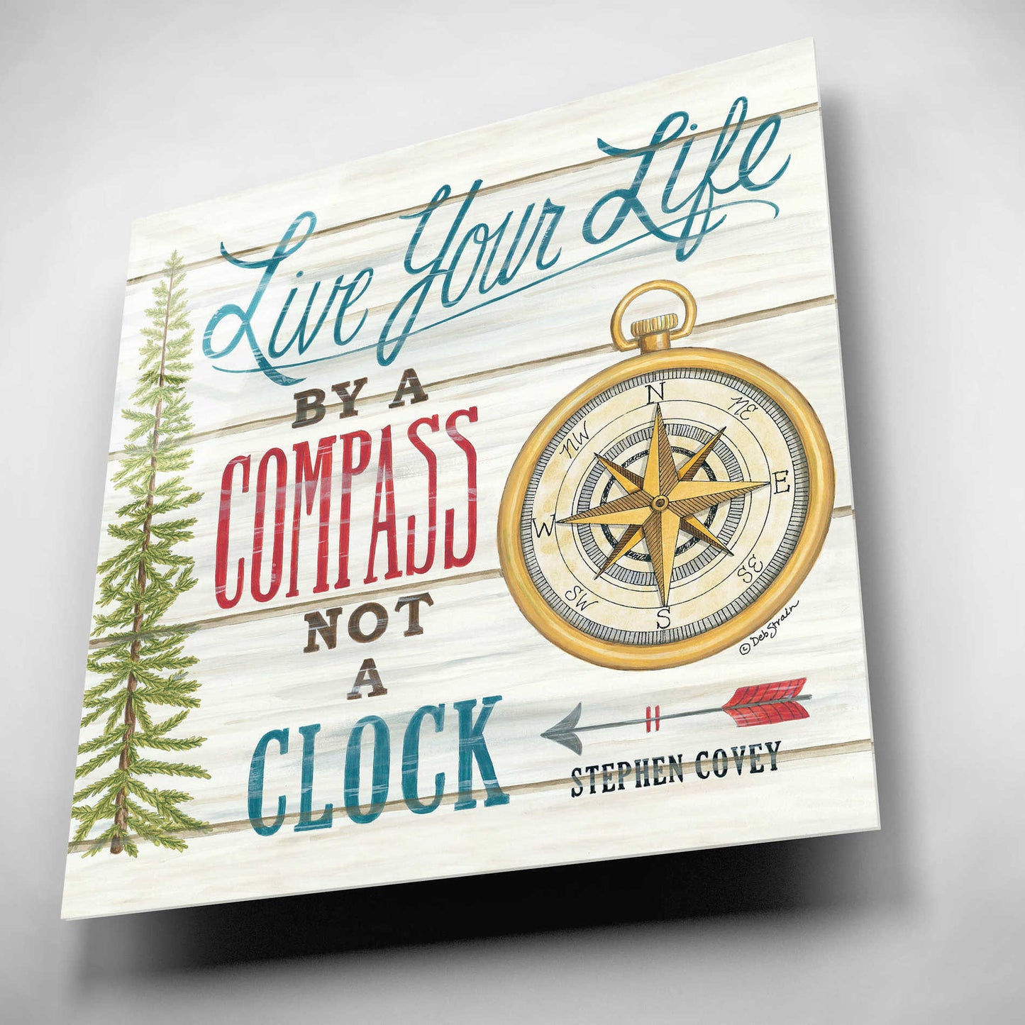 Epic Art 'Compass Not a Clock' by Deb Strain, Acrylic Glass Wall Art,12x12