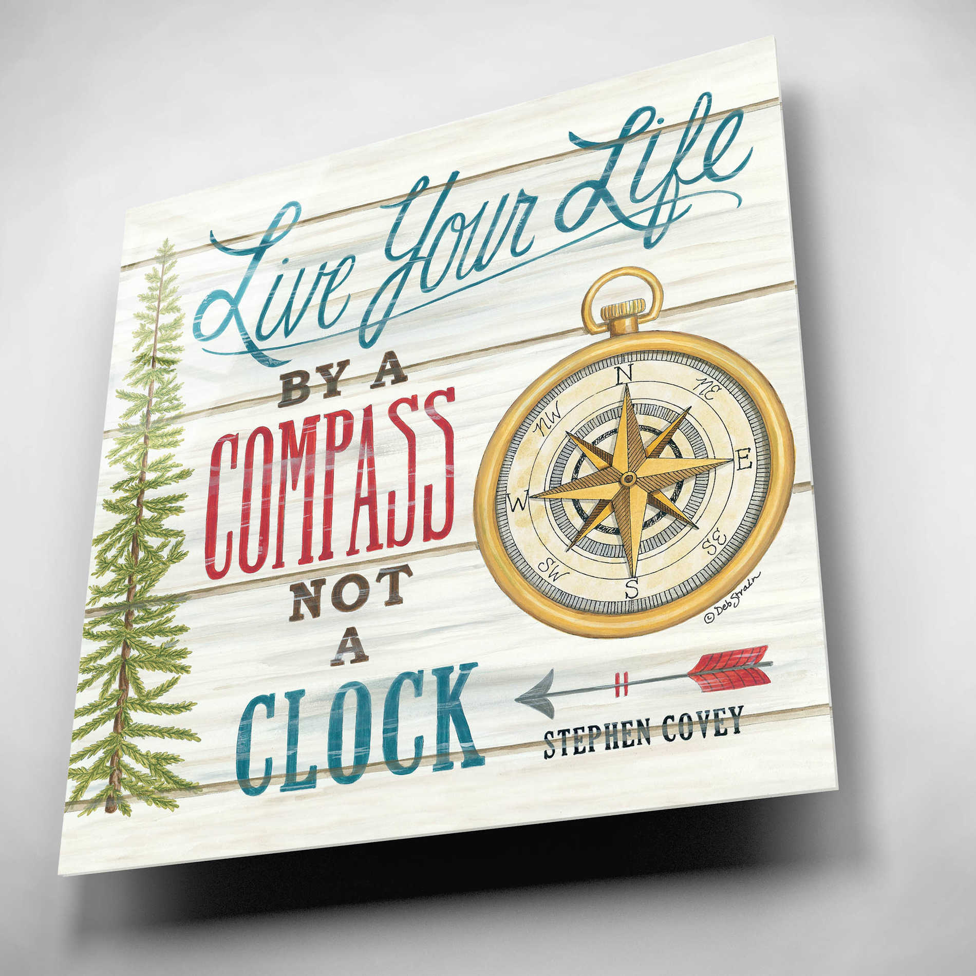 Epic Art 'Compass Not a Clock' by Deb Strain, Acrylic Glass Wall Art,12x12