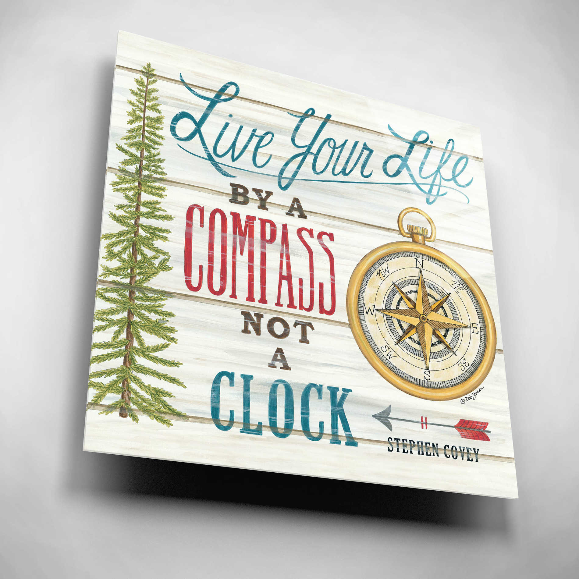 Epic Art 'Compass Not a Clock' by Deb Strain, Acrylic Glass Wall Art,12x12