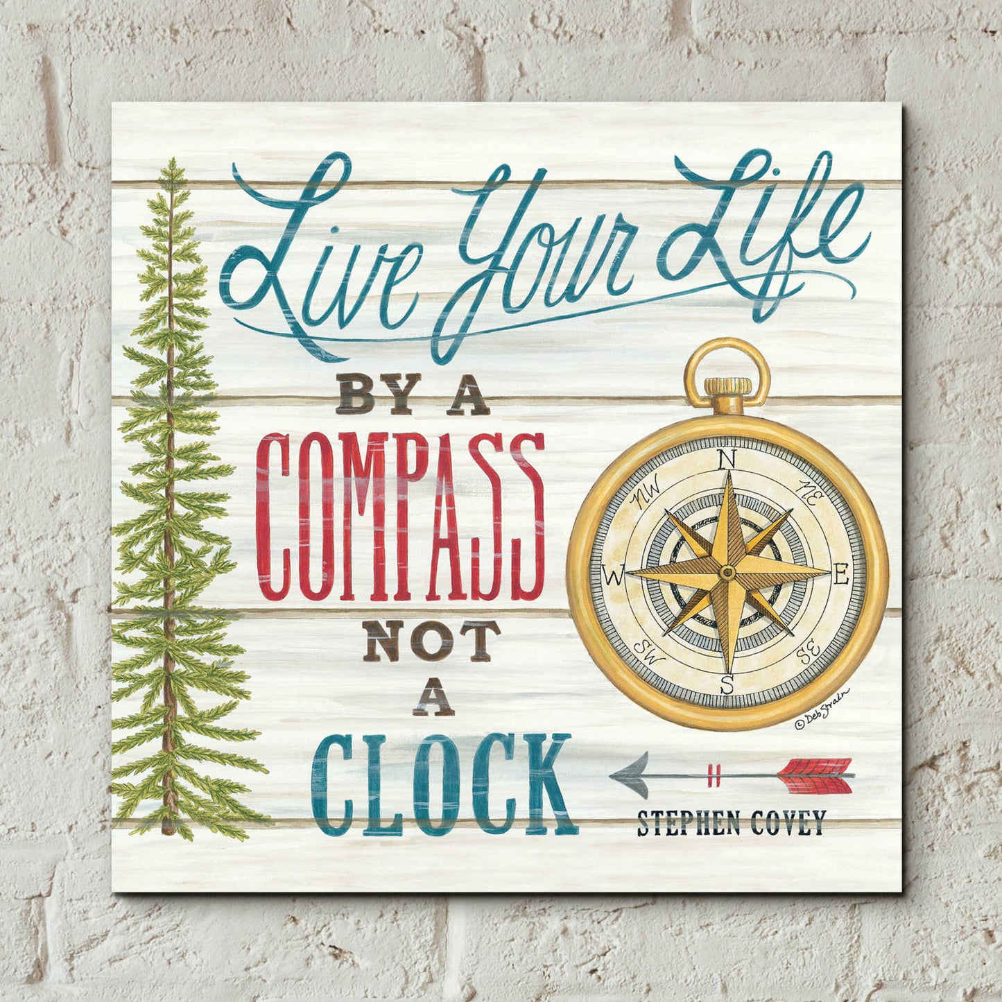 Epic Art 'Compass Not a Clock' by Deb Strain, Acrylic Glass Wall Art,12x12