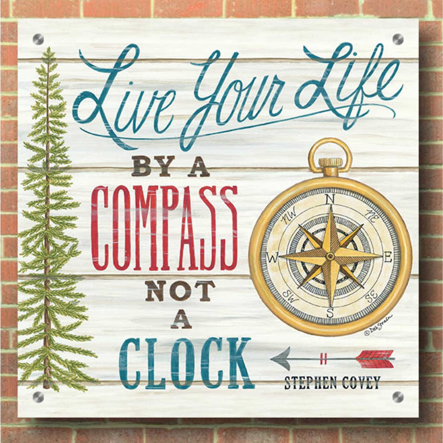 Epic Art 'Compass Not a Clock' by Deb Strain, Acrylic Glass Wall Art,36x36