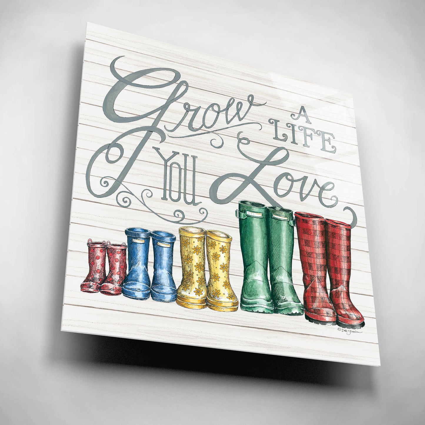 Epic Art 'Grow a Life You Love Boots' by Deb Strain, Acrylic Glass Wall Art,12x12