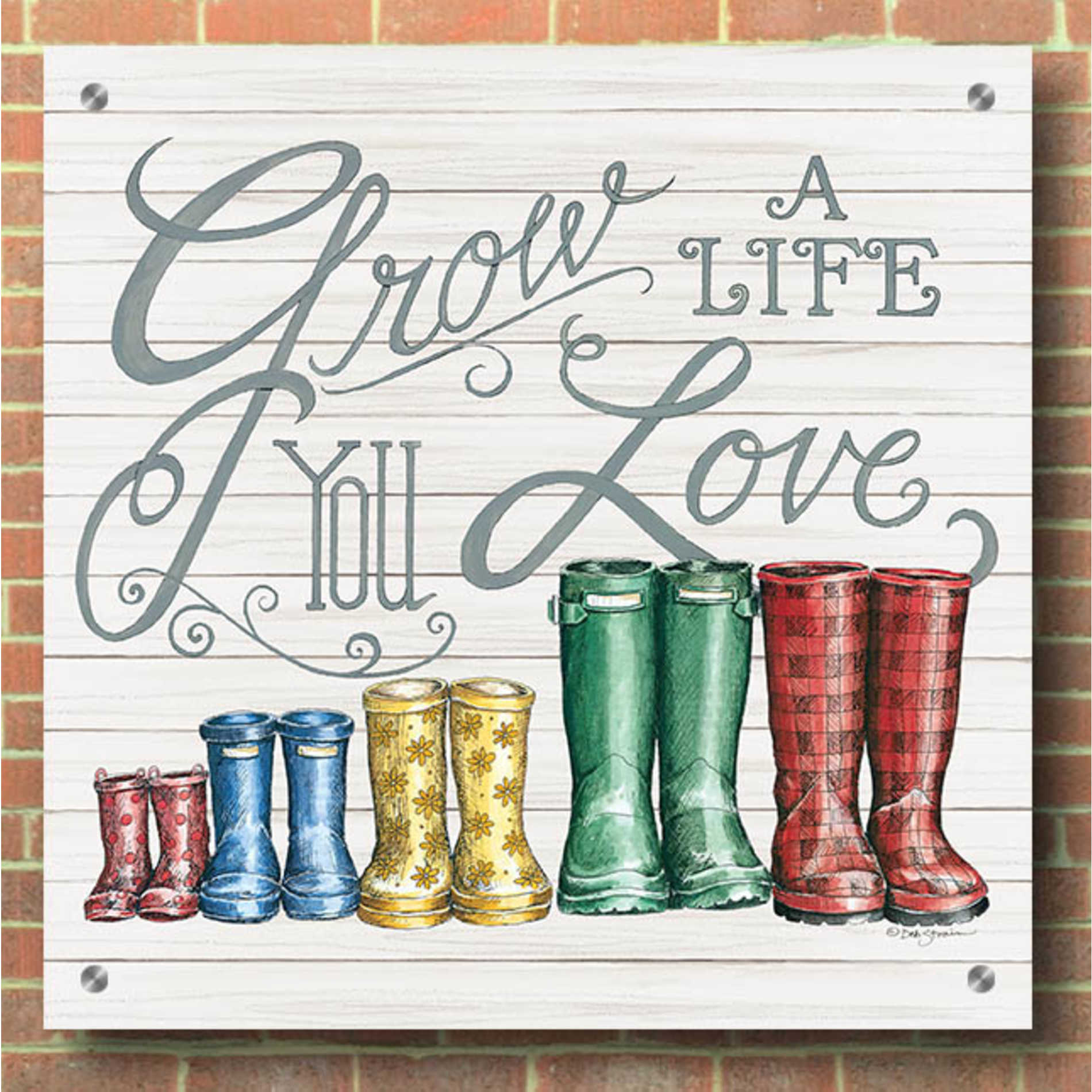 Epic Art 'Grow a Life You Love Boots' by Deb Strain, Acrylic Glass Wall Art,36x36