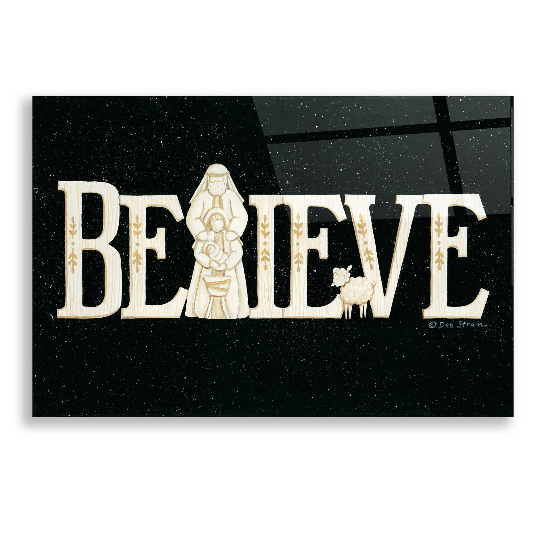 Epic Art 'Believe' by Deb Strain, Acrylic Glass Wall Art,24x16