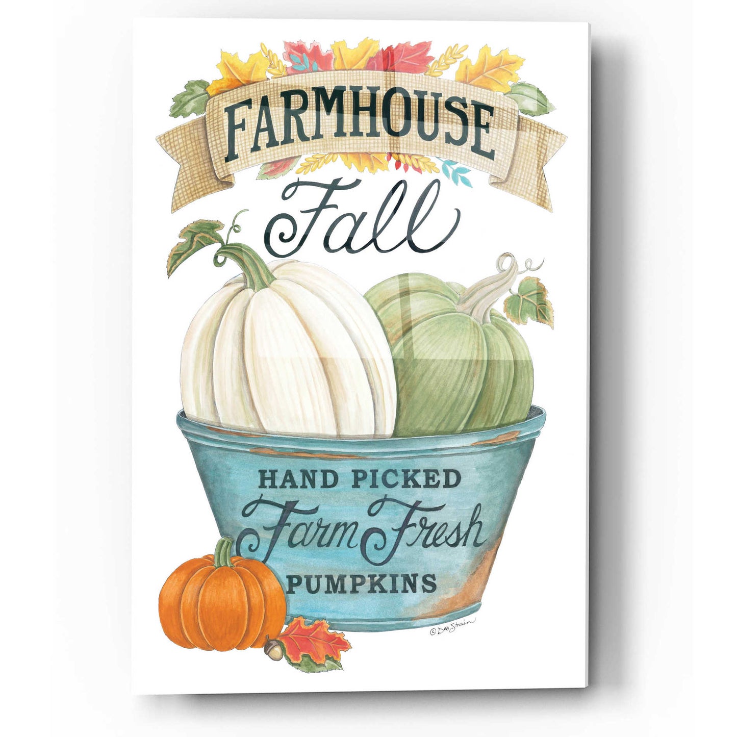 Epic Art 'Farmhouse Fall Pumpkins' by Deb Strain, Acrylic Glass Wall Art,12x16
