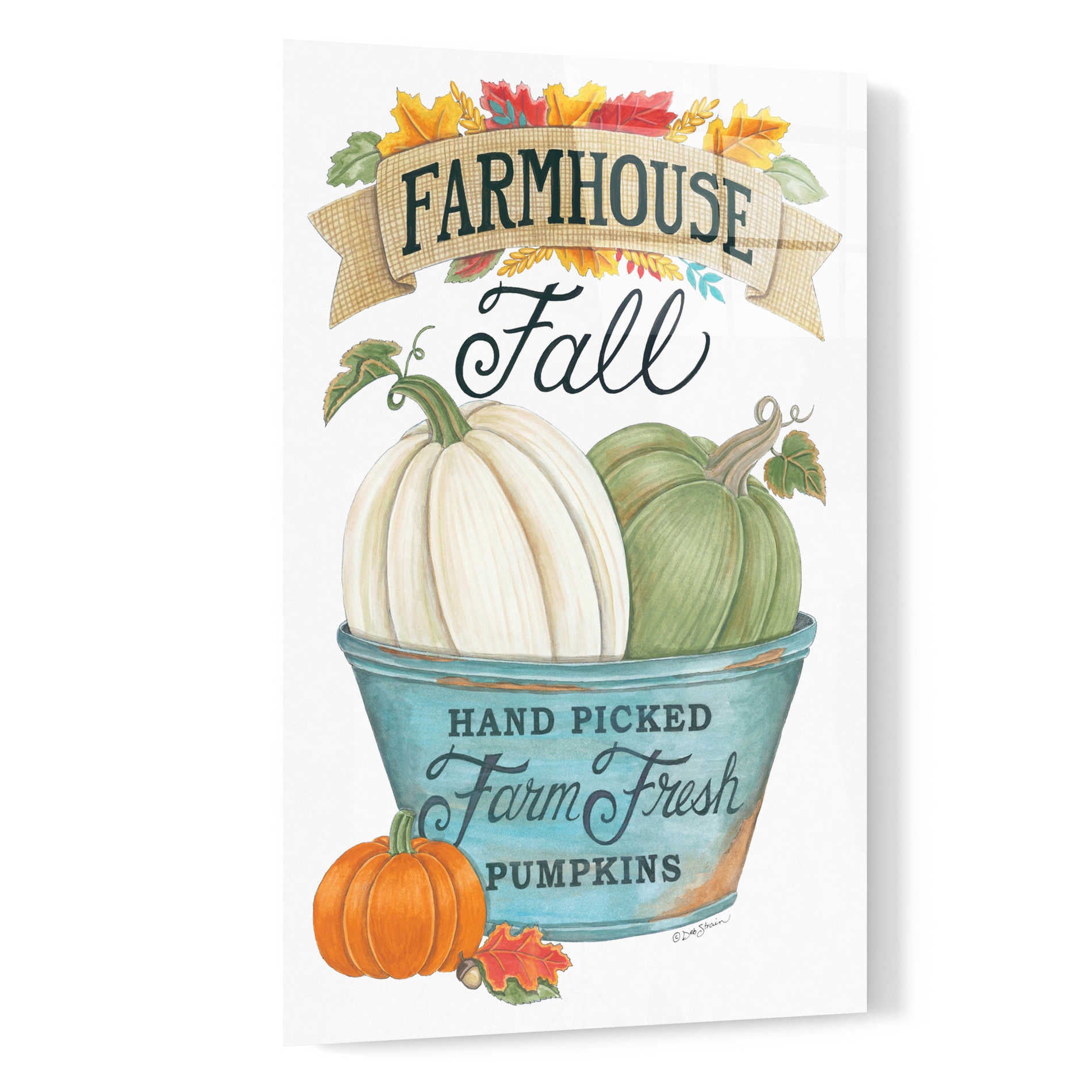 Epic Art 'Farmhouse Fall Pumpkins' by Deb Strain, Acrylic Glass Wall Art,16x24